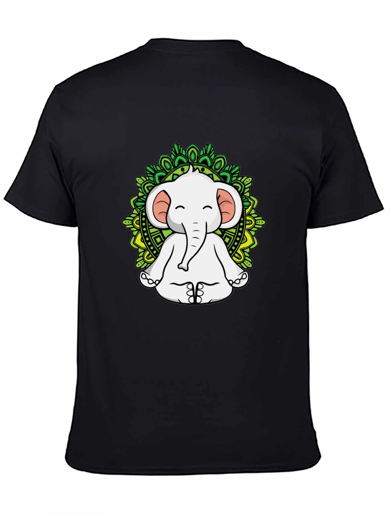 Yoga Elephant Mandala Graphic Tee - Black