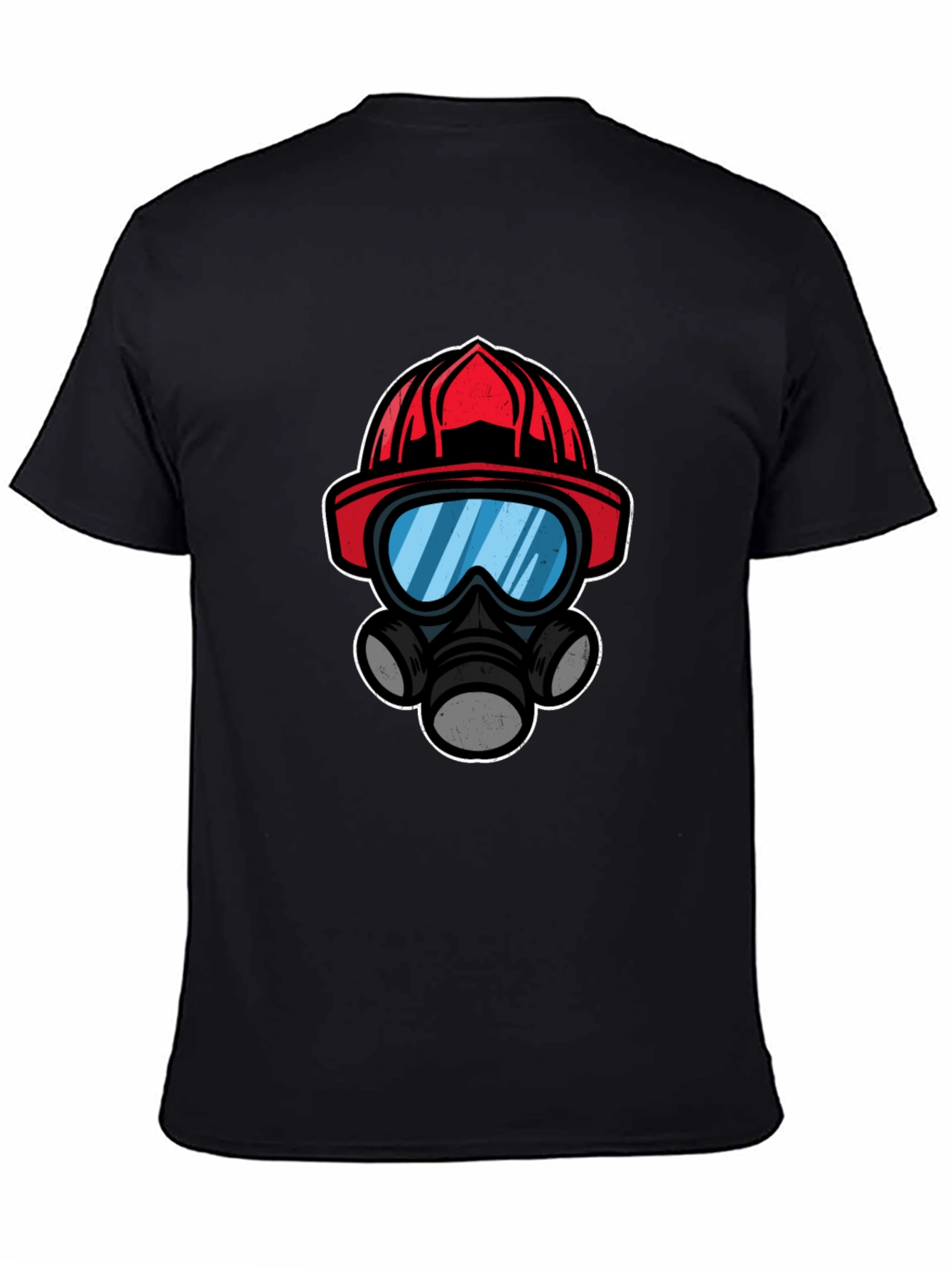 Firefighter Helmet Mask T-Shirt - Black