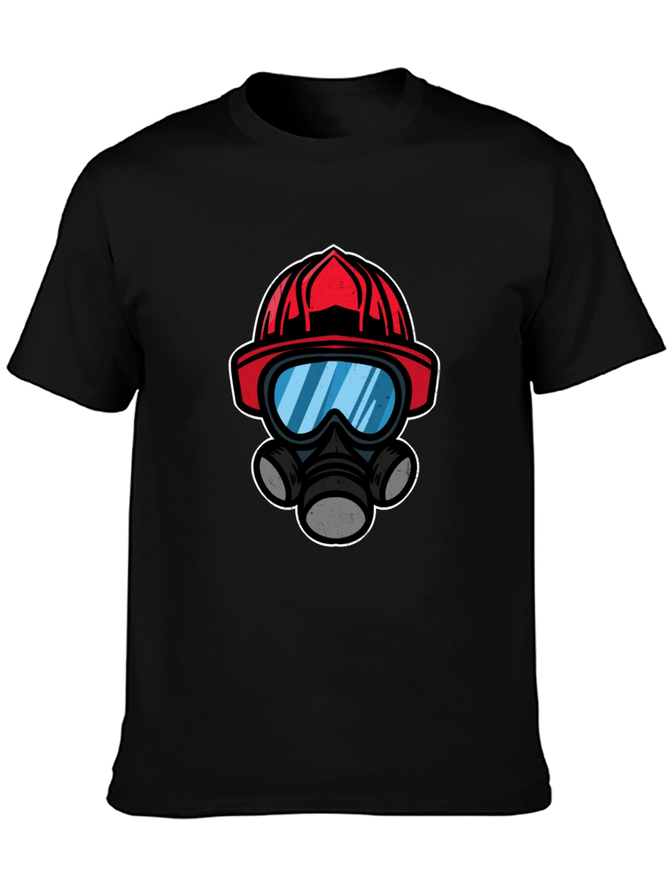Firefighter Helmet Mask T-Shirt - Black