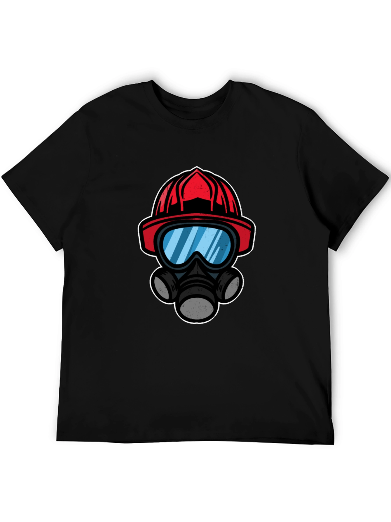 Firefighter Helmet Mask T-Shirt - Black