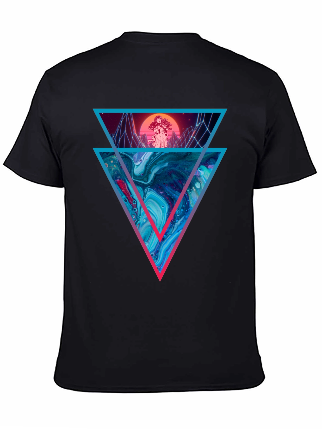 Retro Synthwave Graphic Tee - Geometric Design