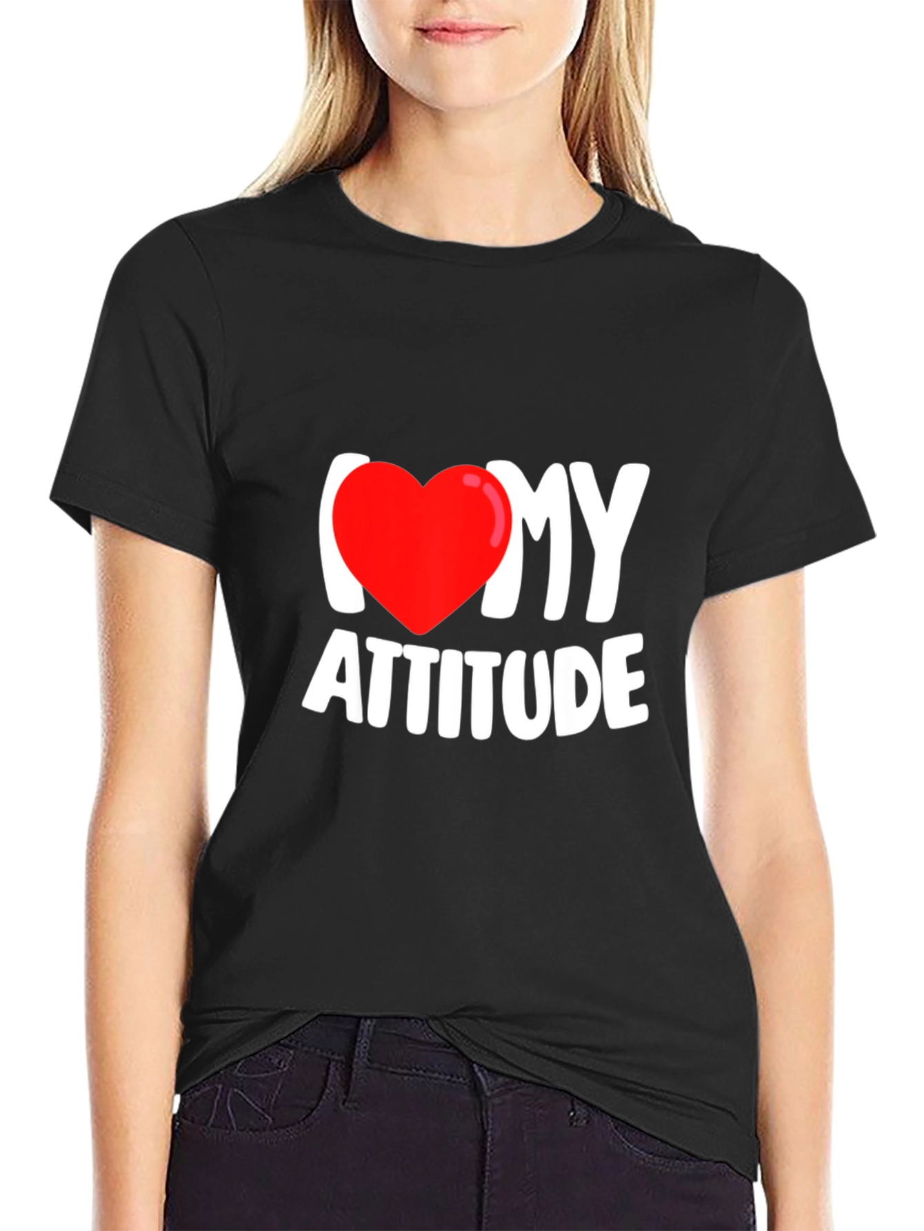 I Heart My Attitude Black Graphic Tee