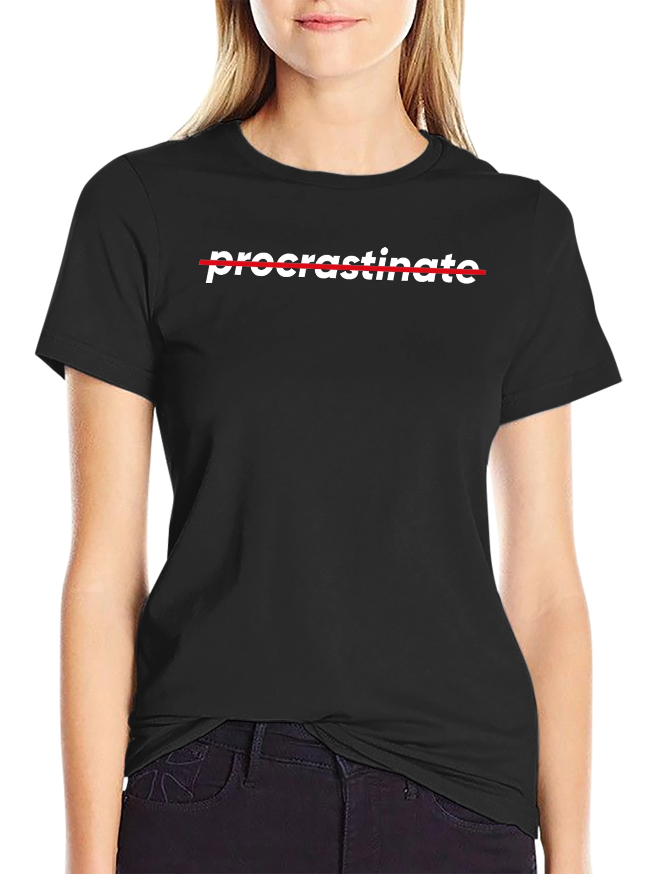 Procrastinate Crossed Out Black T-Shirt