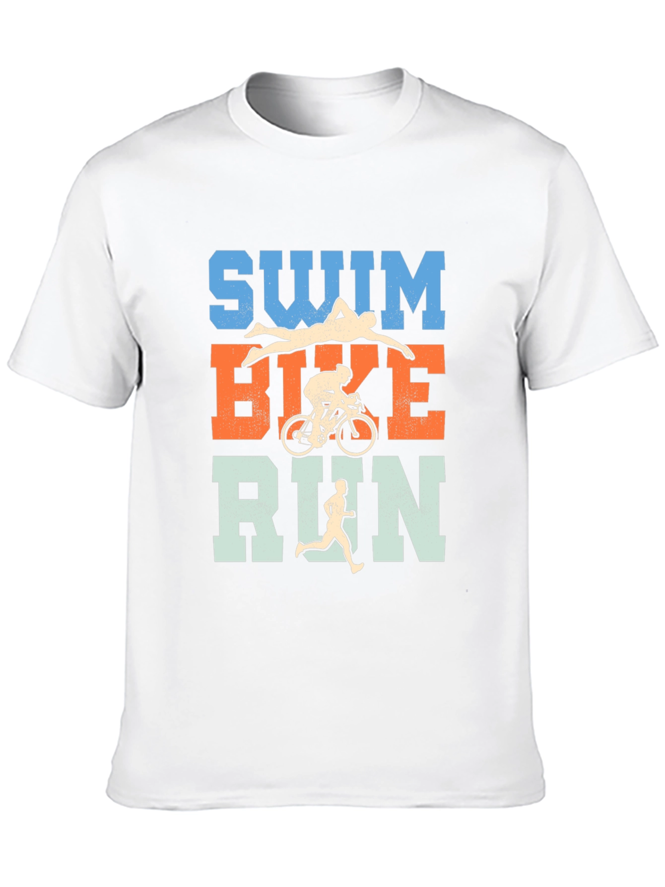 Triathlon Swim Bike Run T-Shirt - Black Cotton Tee