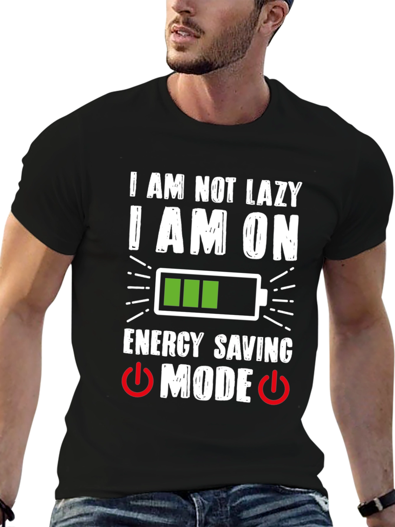 Funny Energy Saving Mode Graphic T-Shirt