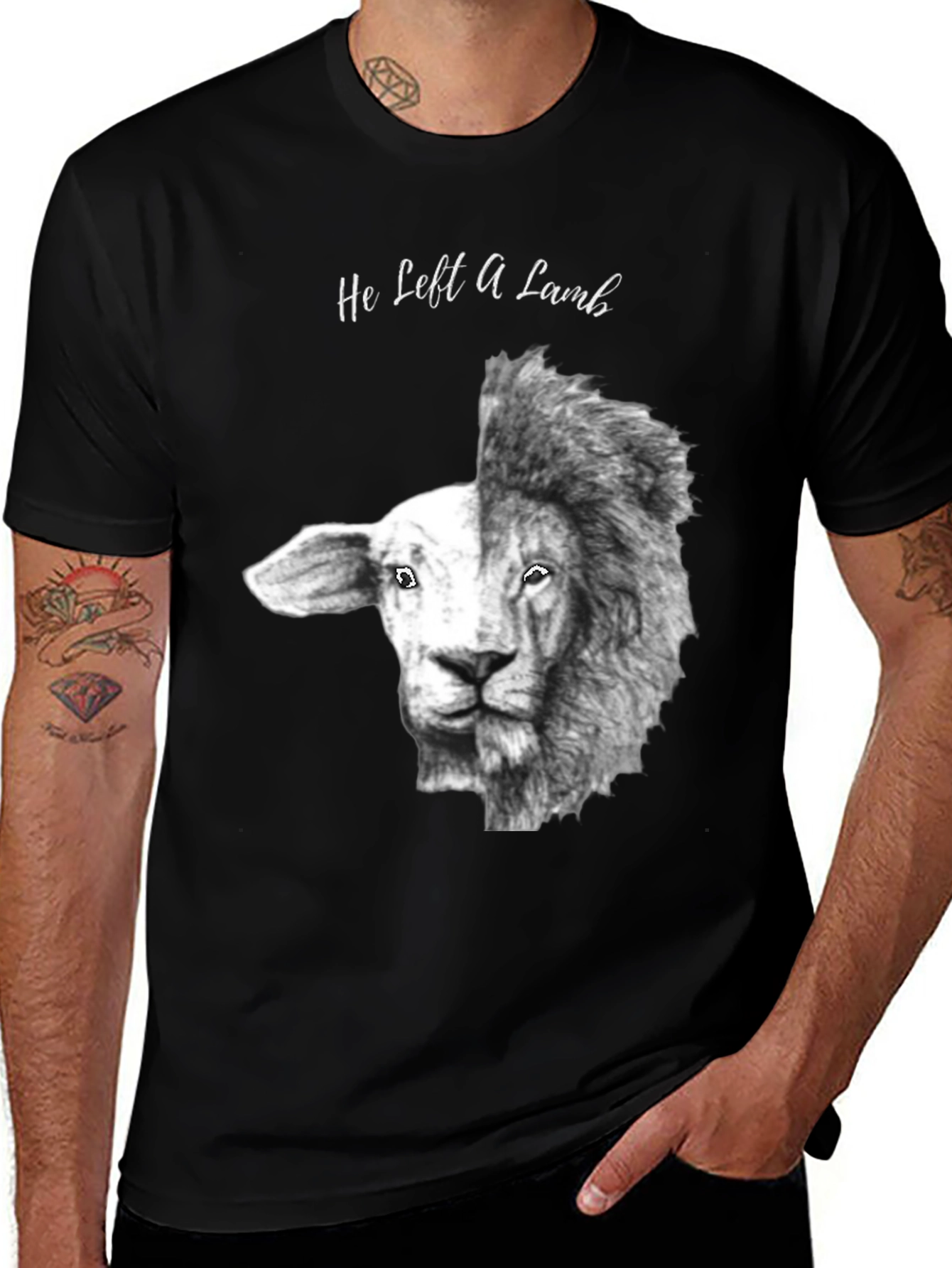 He Left A Lamb Lion Graphic Tee