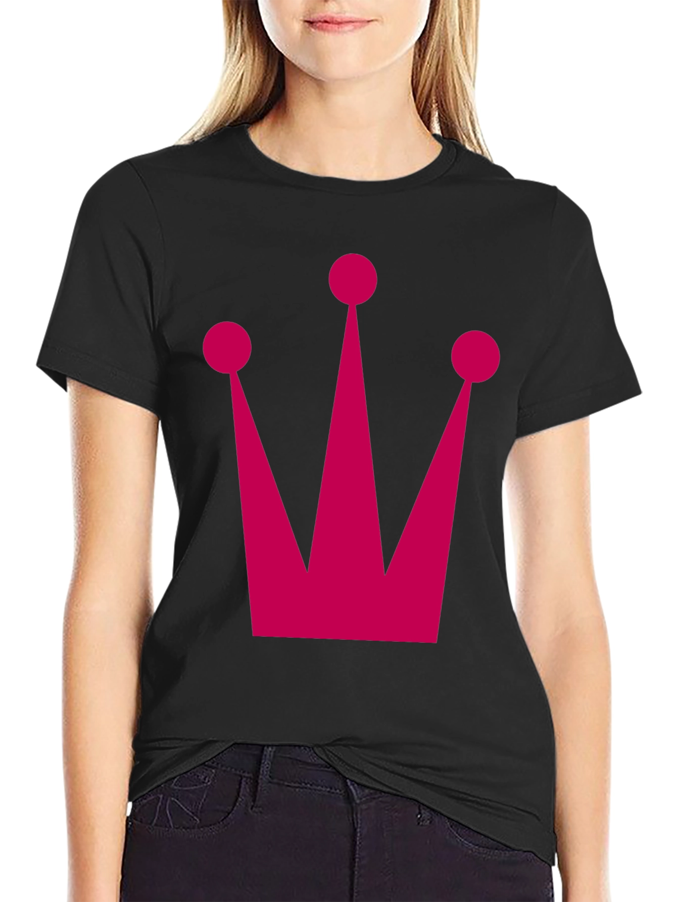 Crown Graphic Tee - Pink Graphic on Black