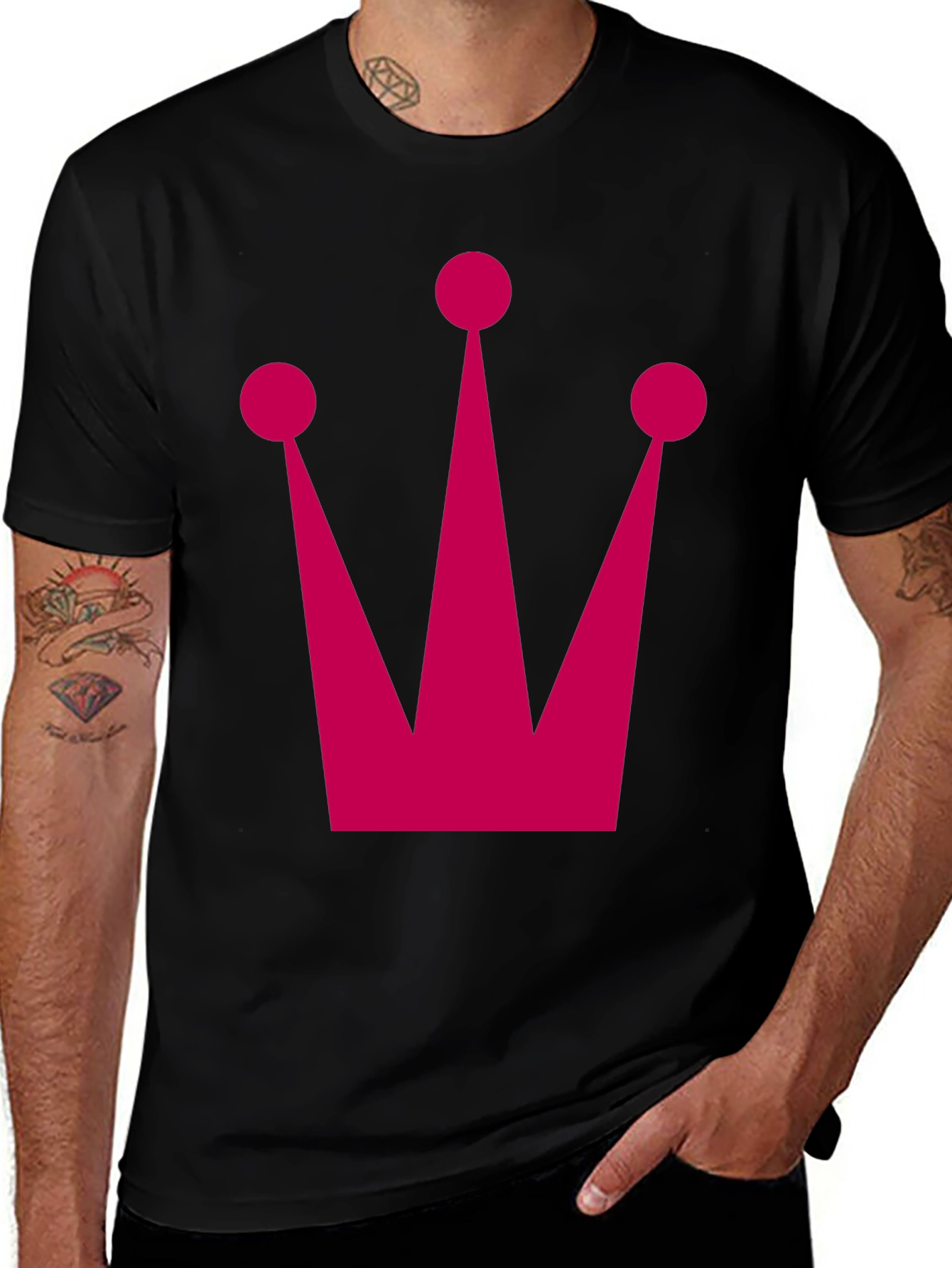 Crown Graphic Tee - Pink Graphic on Black