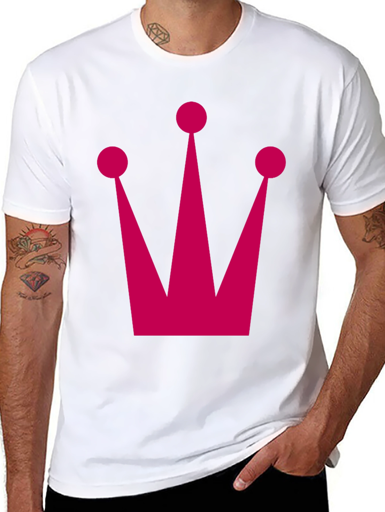 Crown Graphic Tee - Pink Graphic on Black