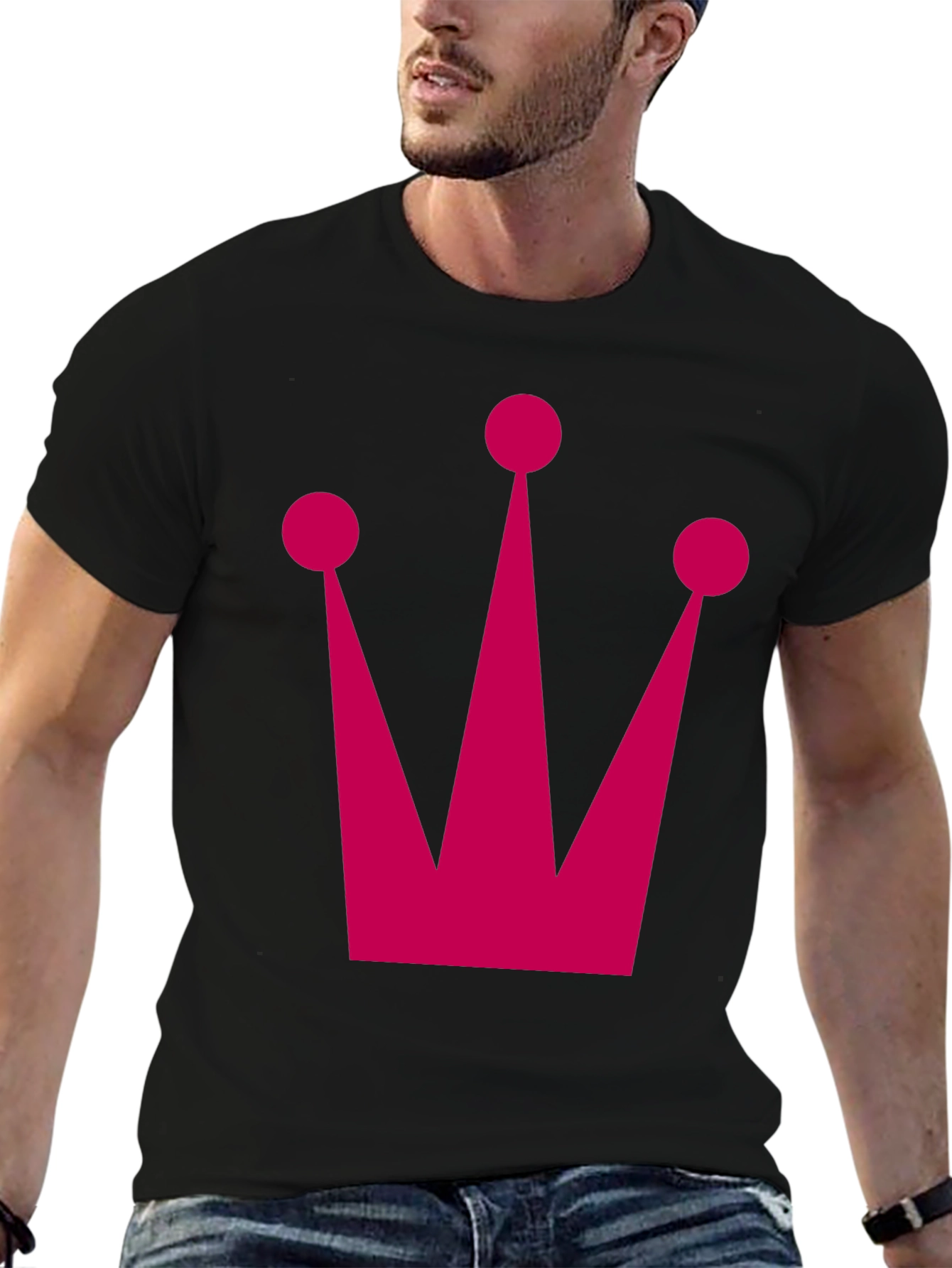Crown Graphic Tee - Pink Graphic on Black