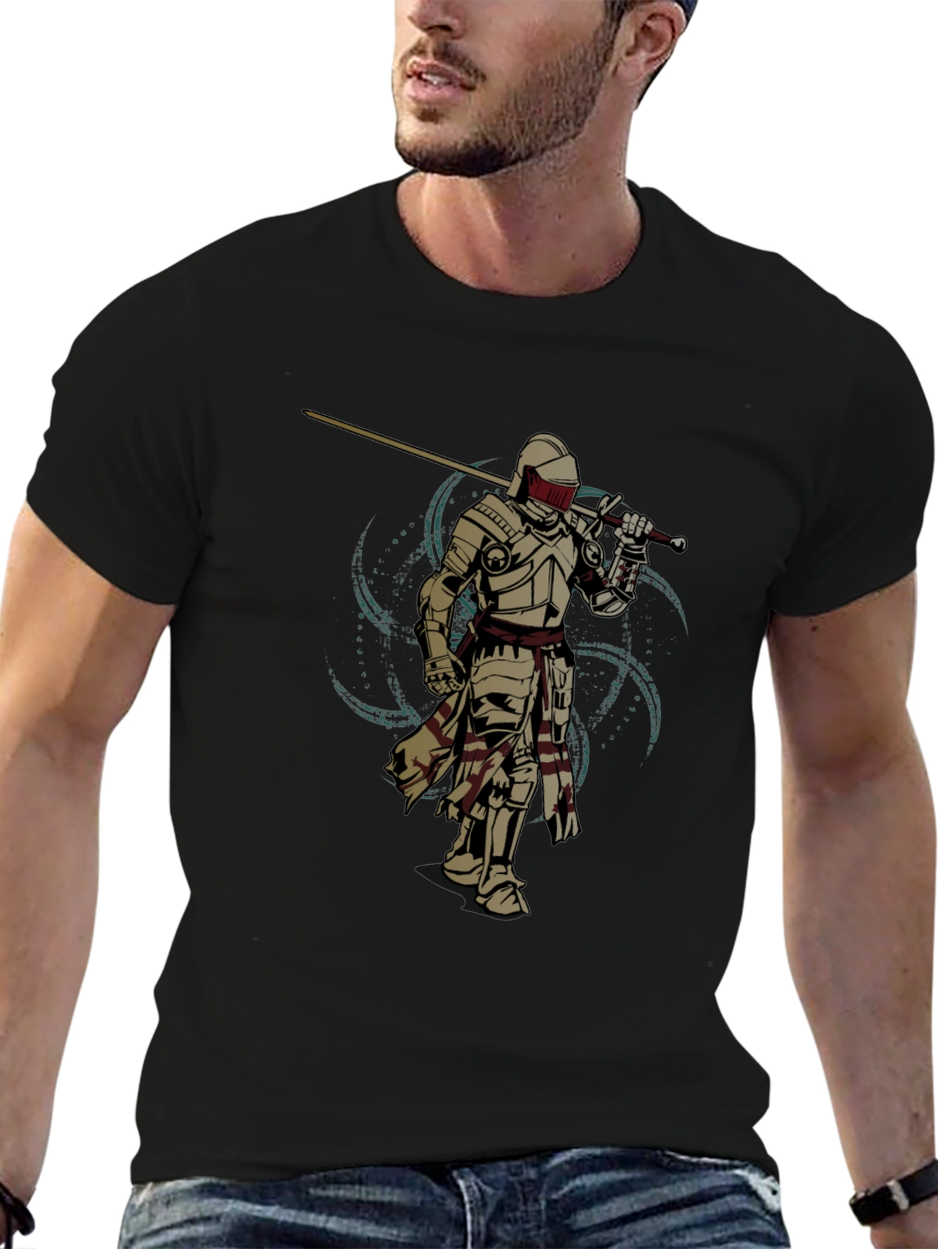 Knight Sword Graphic Tee - Black
