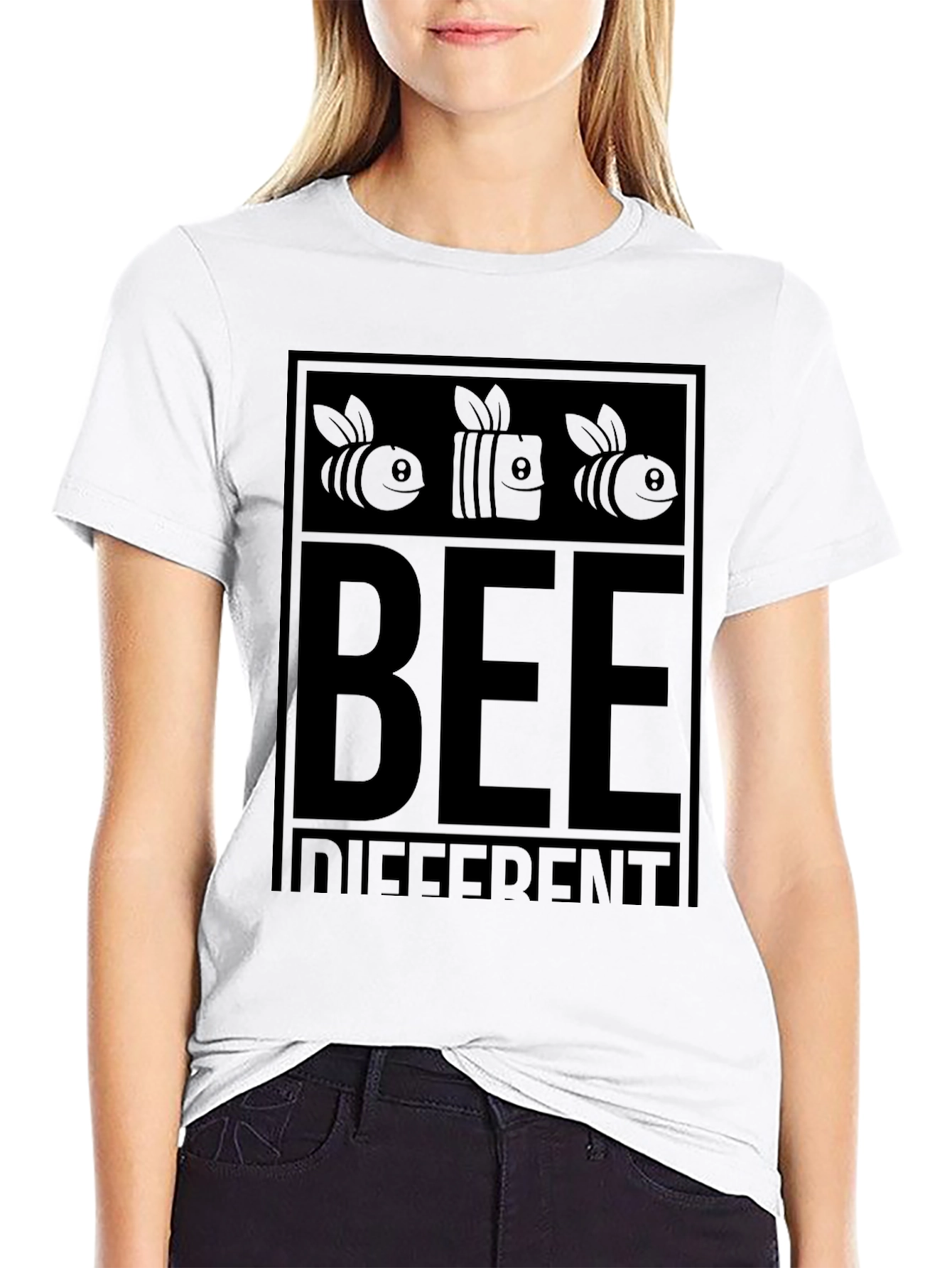 Bee Different Black Graphic T-Shirt