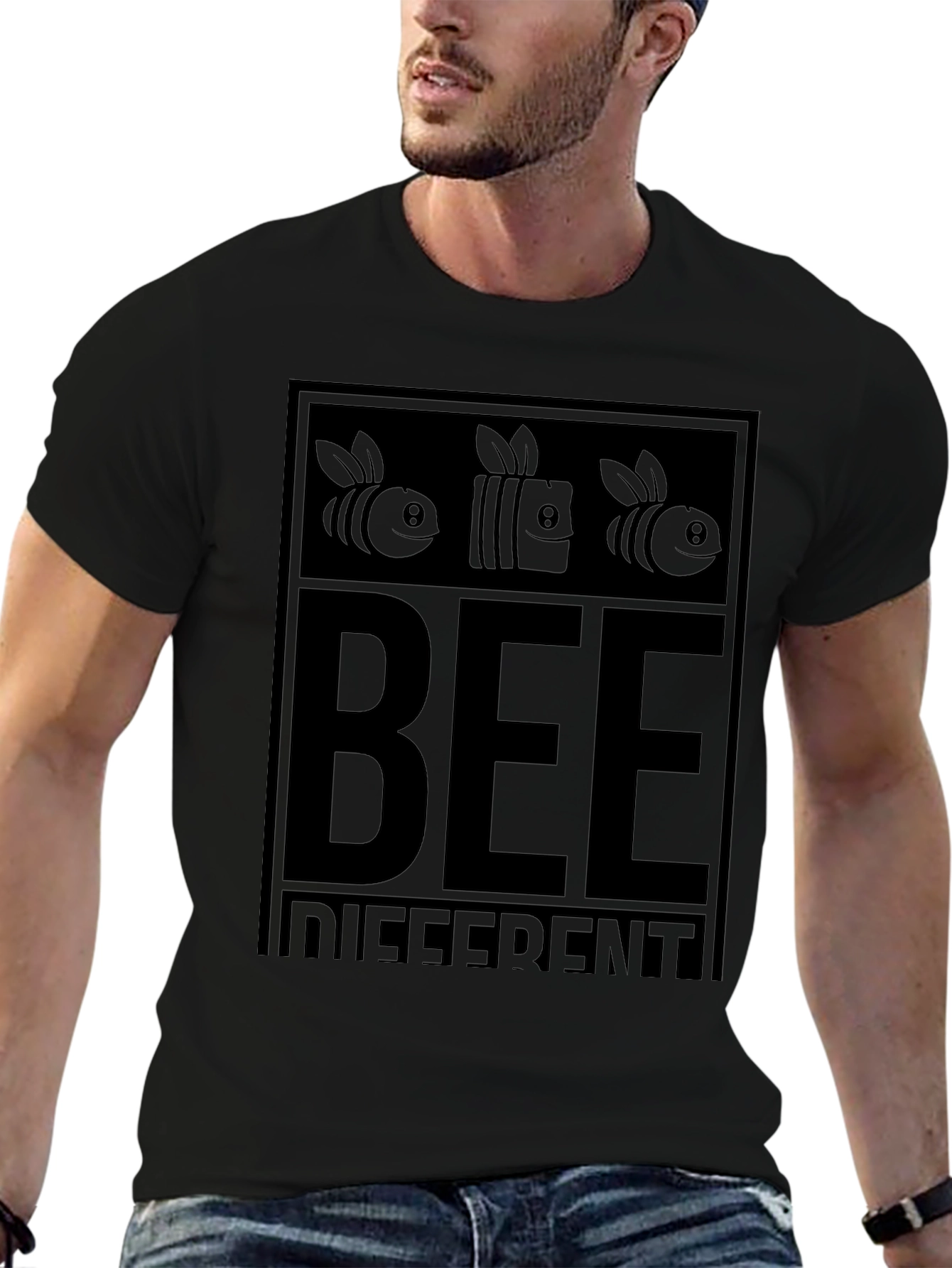Bee Different Black Graphic T-Shirt
