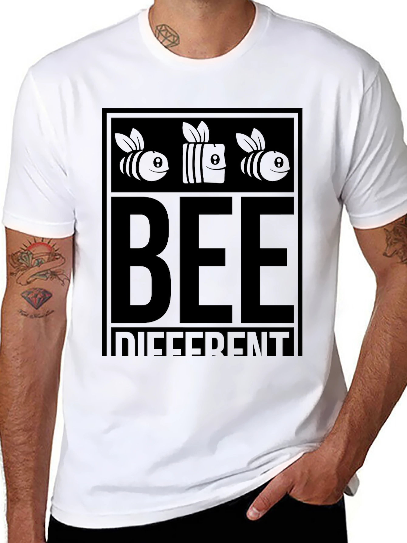 Bee Different Black Graphic T-Shirt