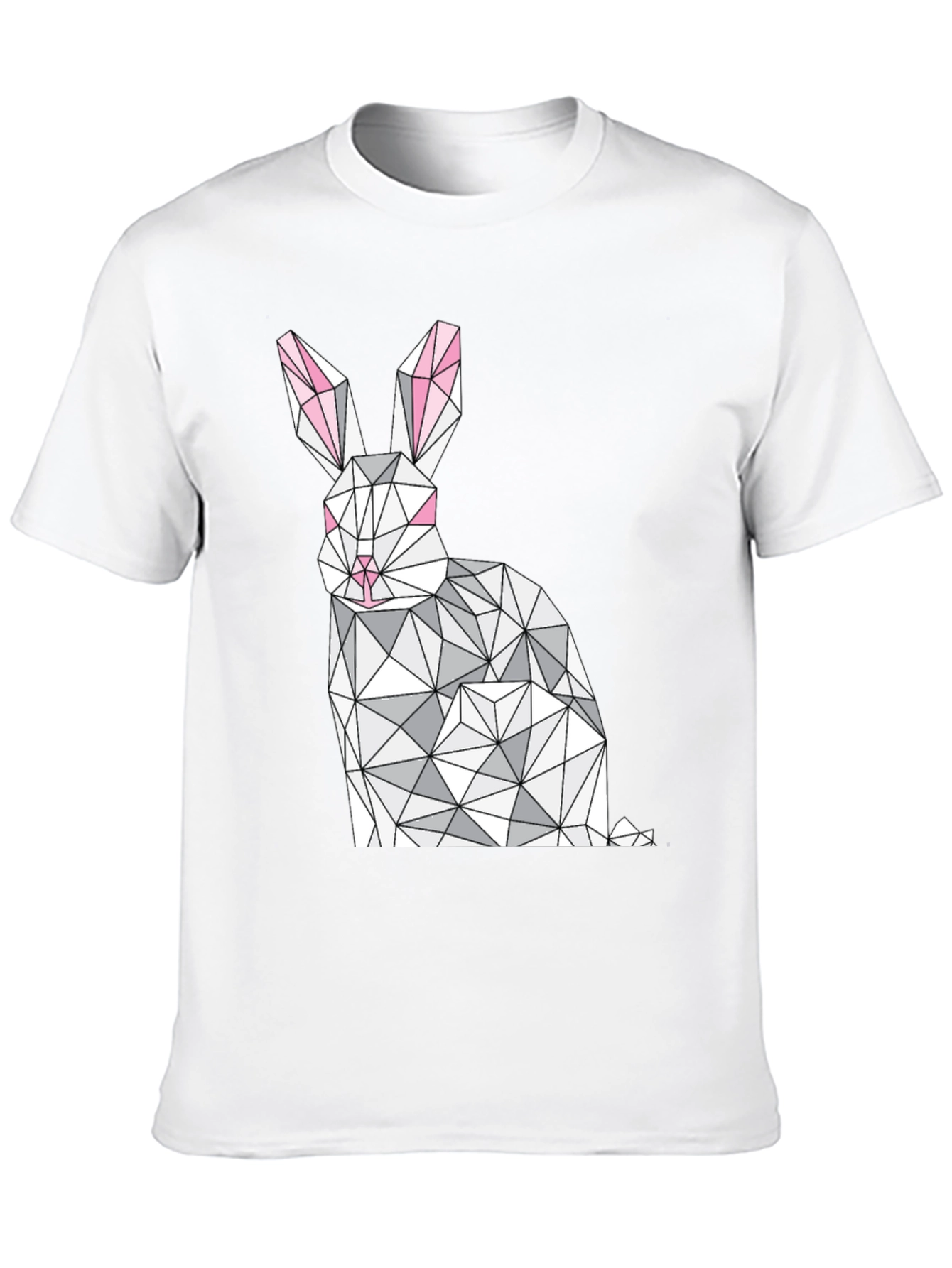 Geometric Rabbit Graphic Tee - Stylish Black T-Shirt