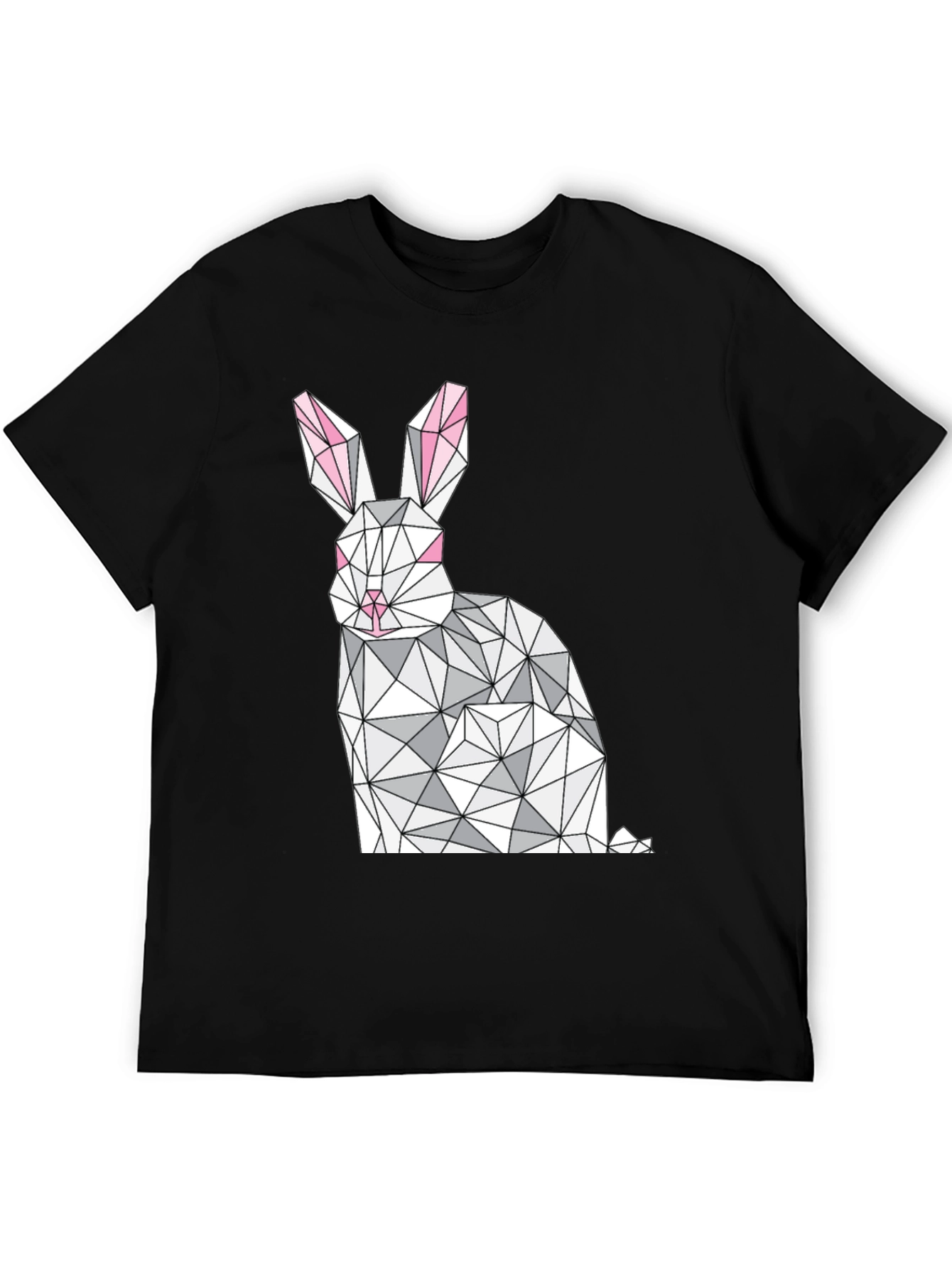 Geometric Rabbit Graphic Tee - Stylish Black T-Shirt