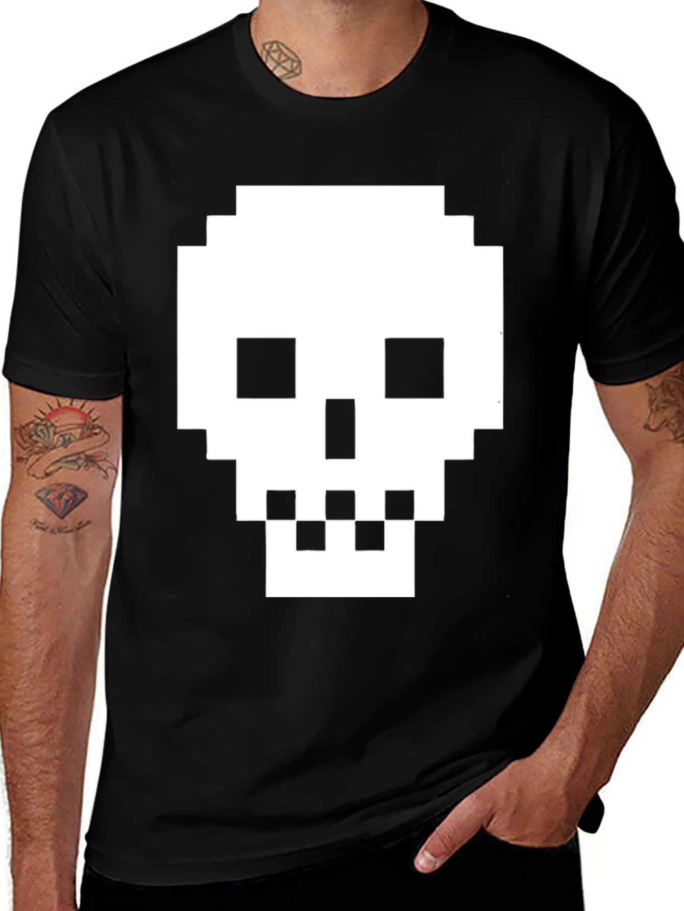 Pixelated Skull T-Shirt - Retro Gaming Tee