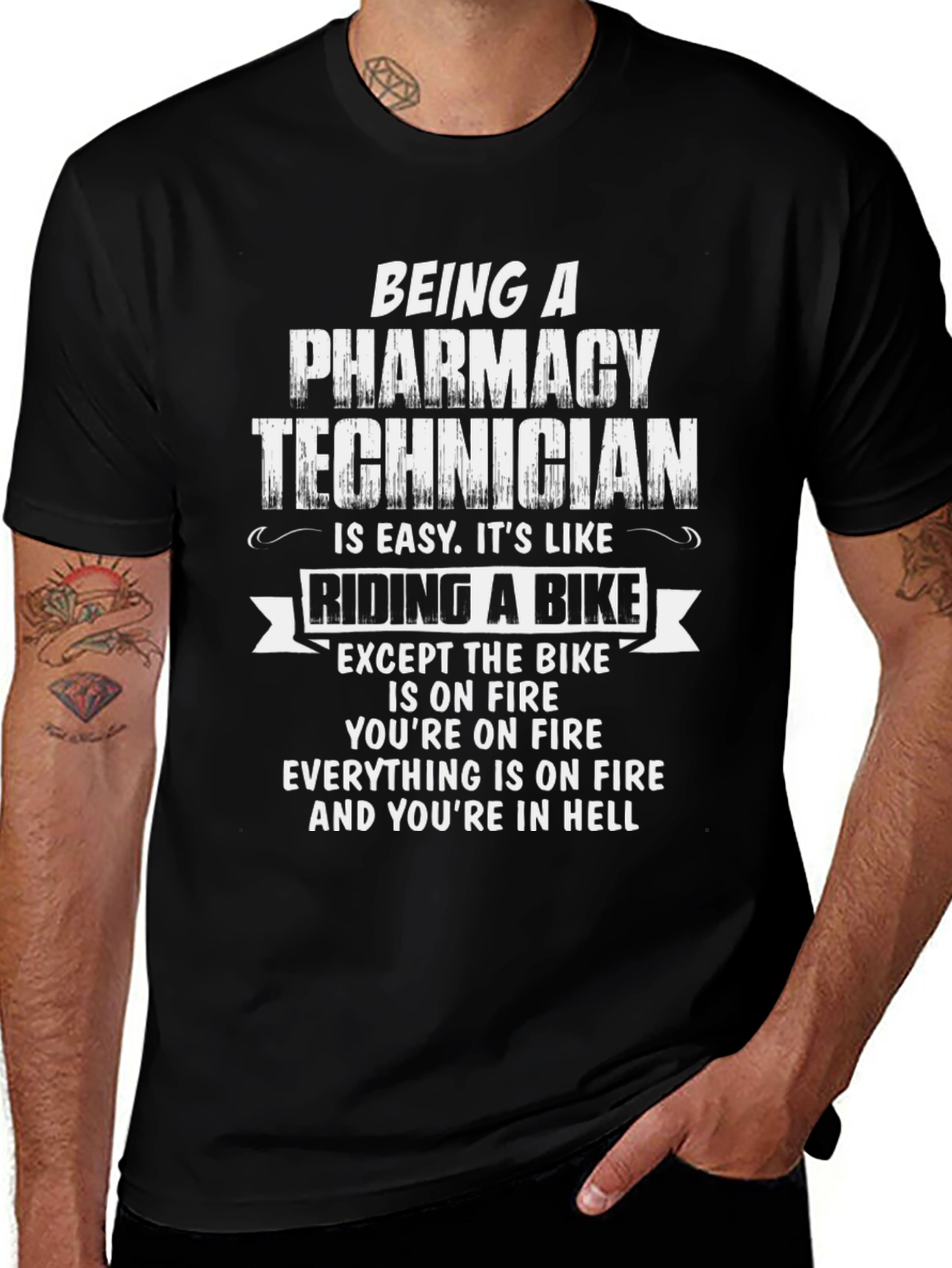 Pharmacy Technician T-Shirt - Hellish Bike Ride Funny Tee