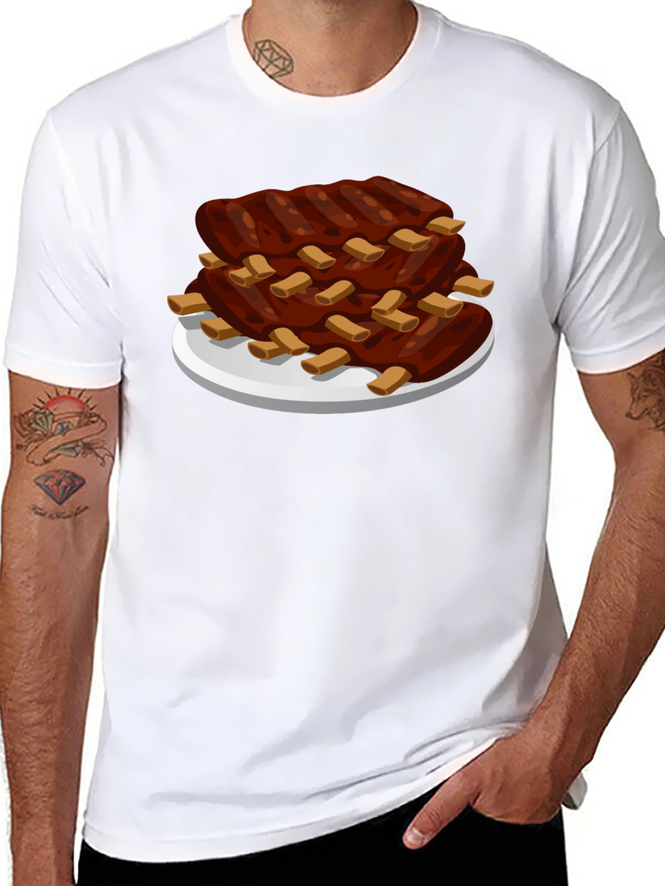 Cartoon Ribs T-Shirt - BBQ Lovers Tee