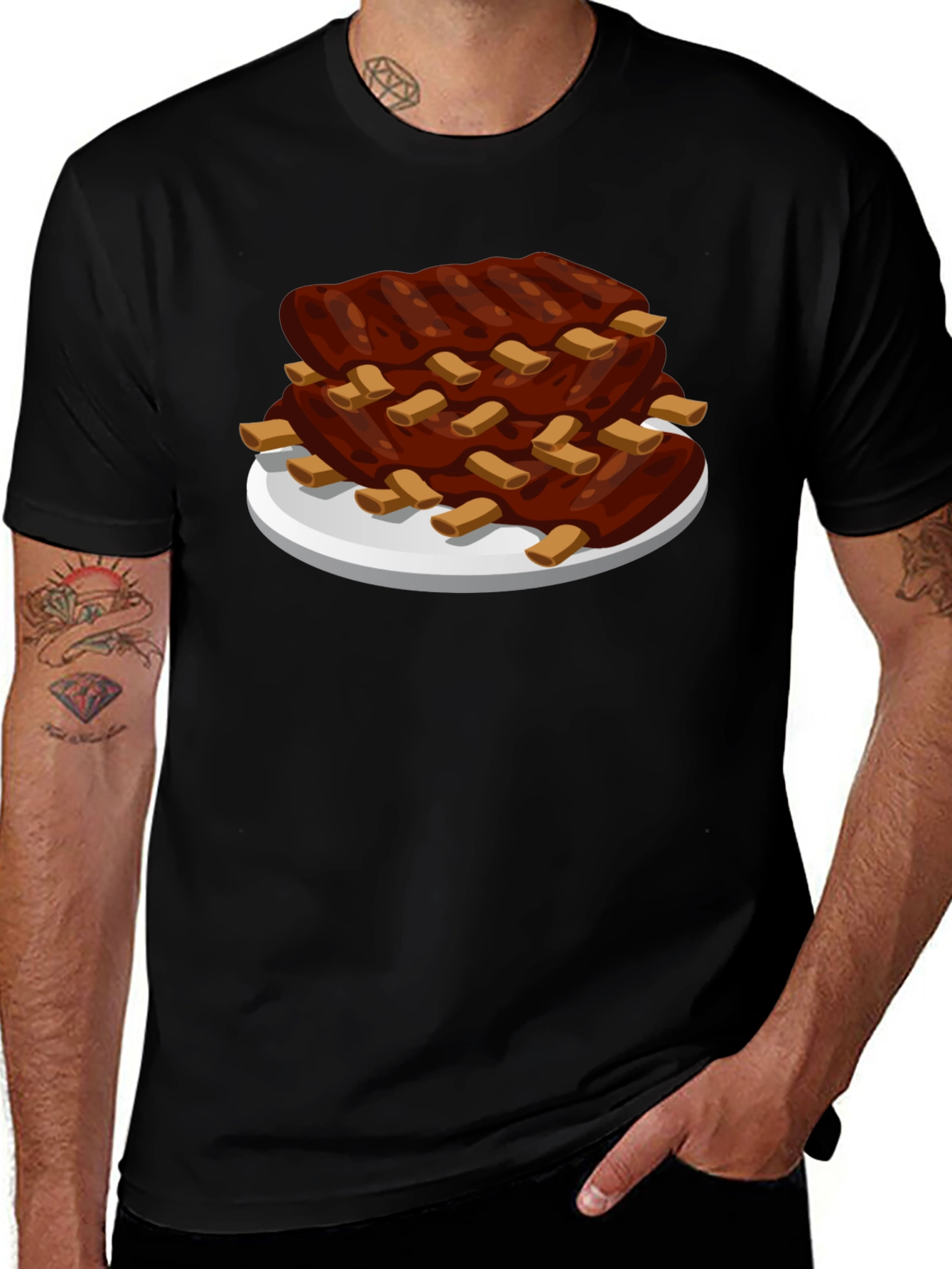 Cartoon Ribs T-Shirt - BBQ Lovers Tee