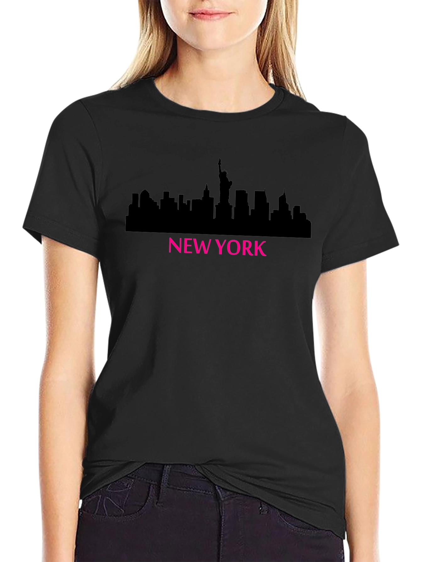 New York Skyline Graphic T-Shirt - Black