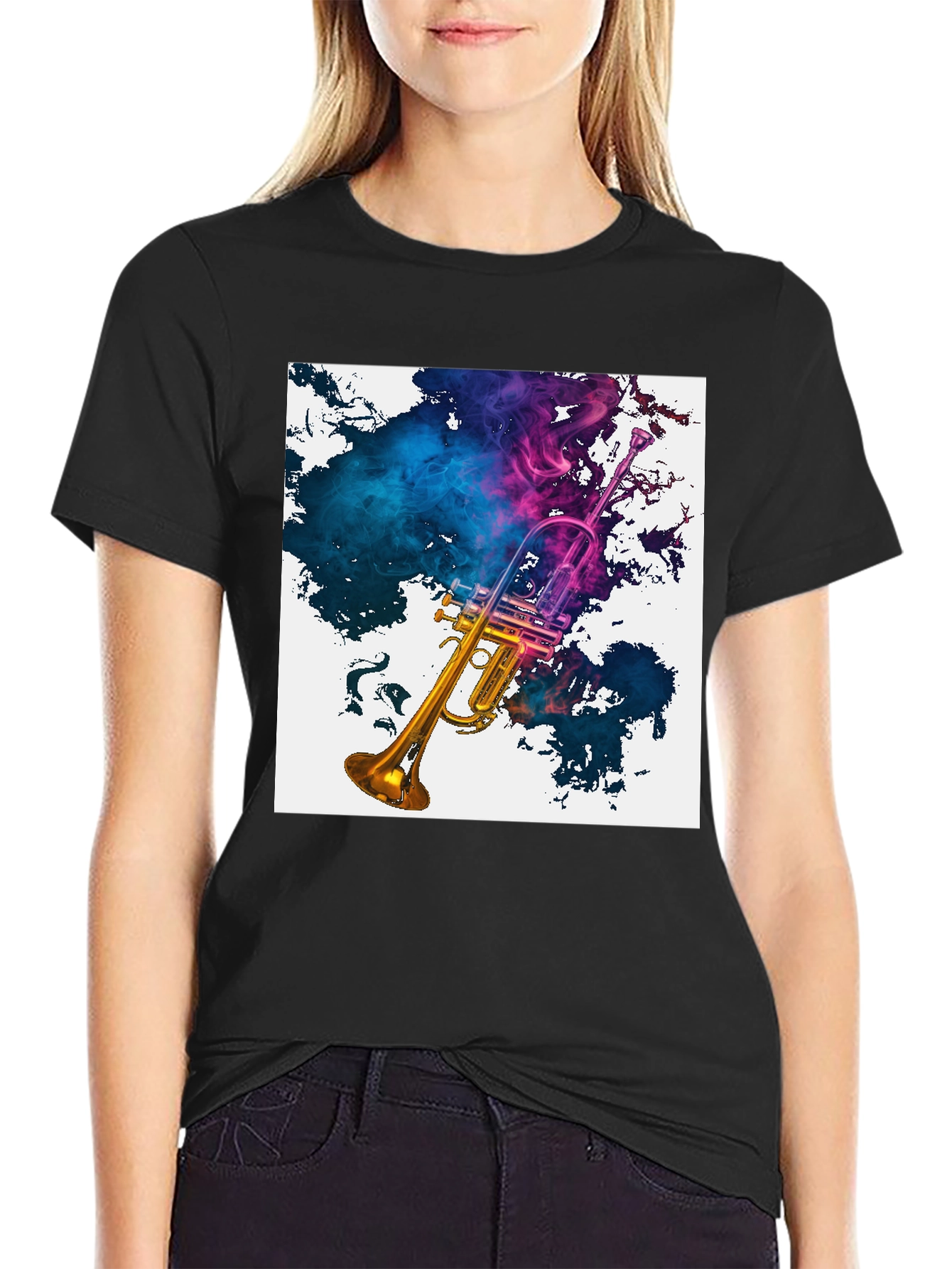 Trumpet Smoke Art Graphic Tee - Music Lovers T-Shirt