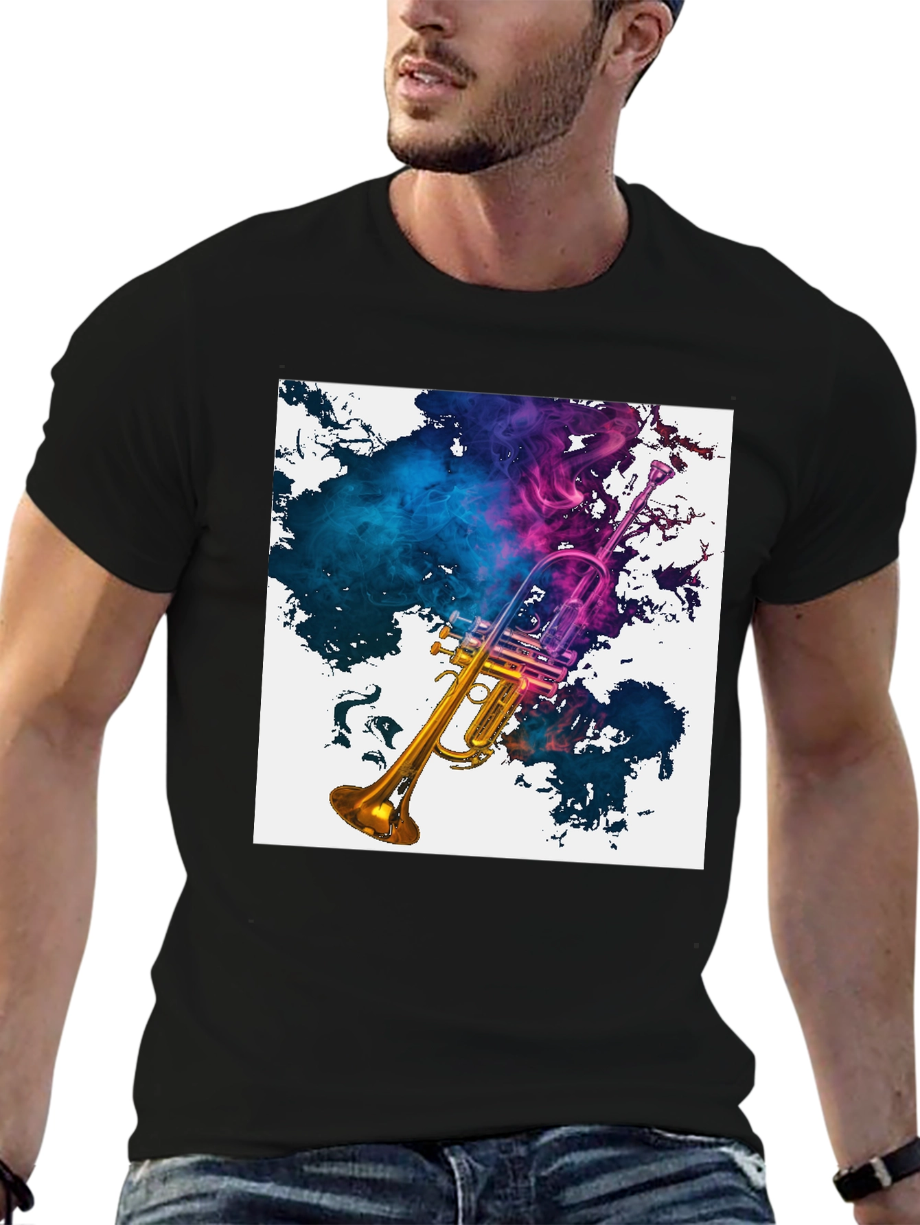 Trumpet Smoke Art Graphic Tee - Music Lovers T-Shirt