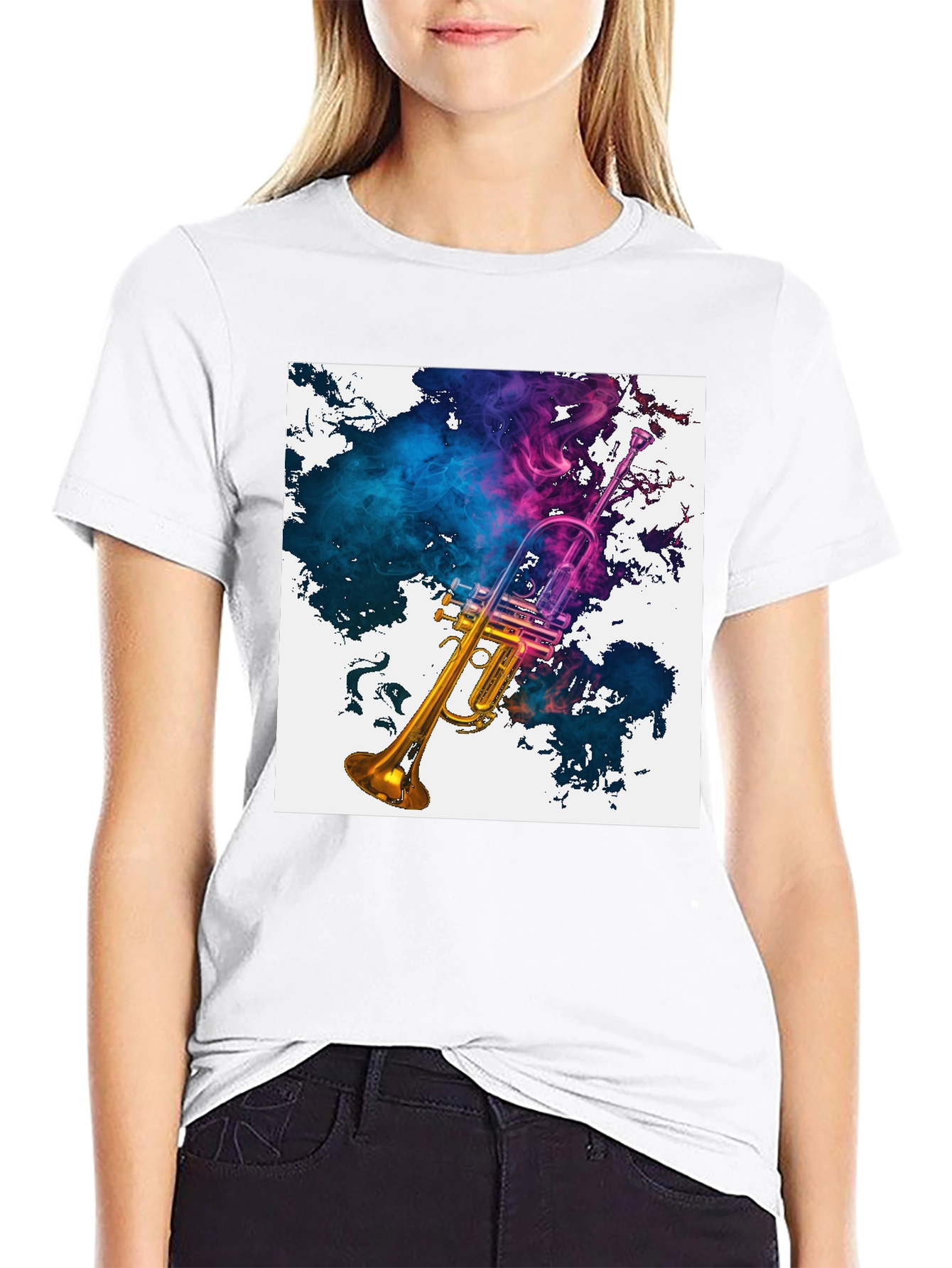 Trumpet Smoke Art Graphic Tee - Music Lovers T-Shirt
