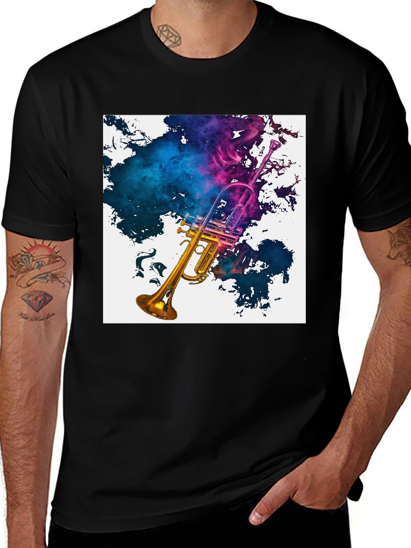 Trumpet Smoke Art Graphic Tee - Music Lovers T-Shirt