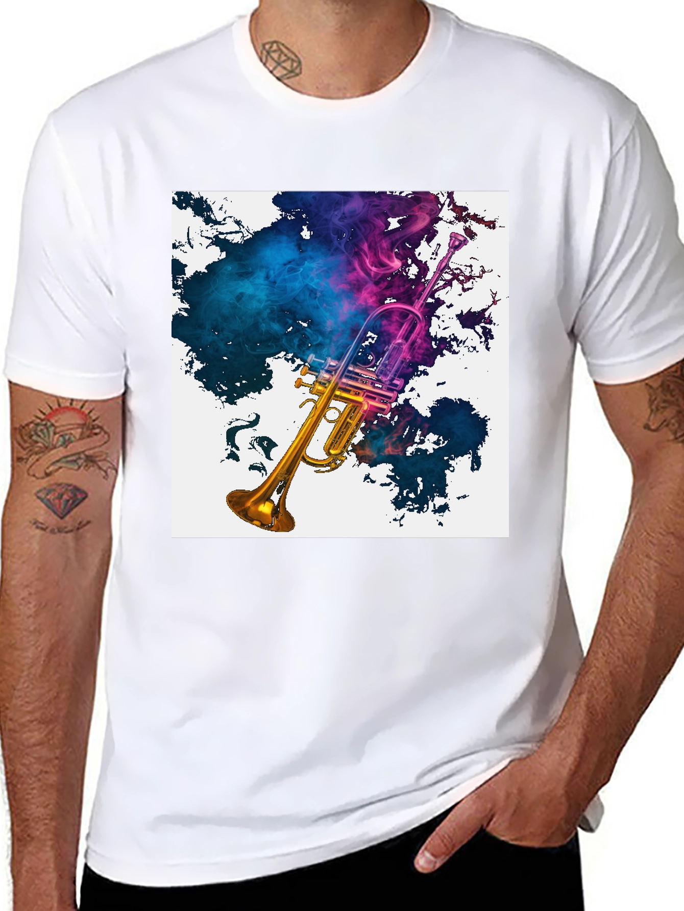 Trumpet Smoke Art Graphic Tee - Music Lovers T-Shirt