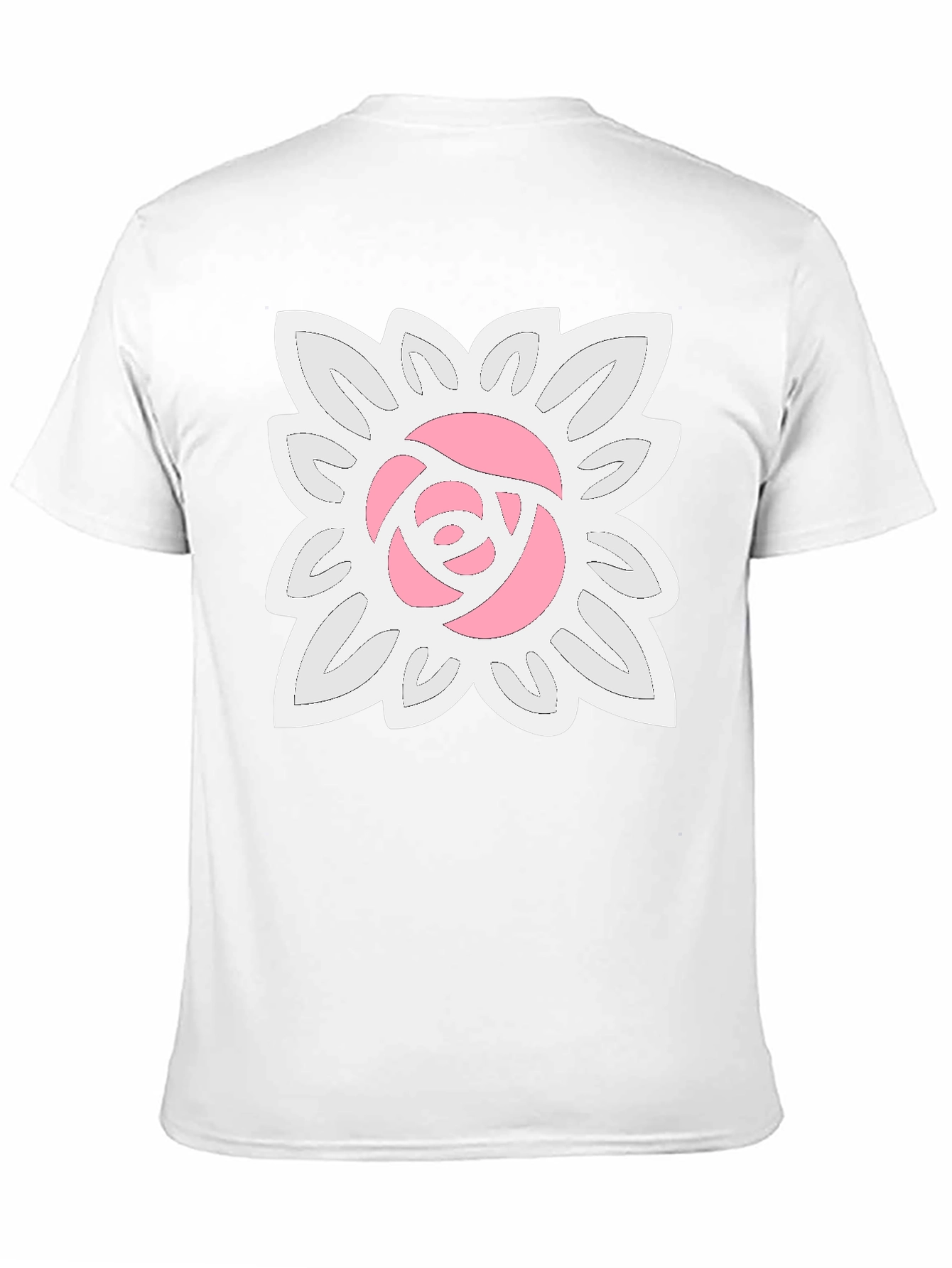 Black T-Shirt with Floral Rose Design