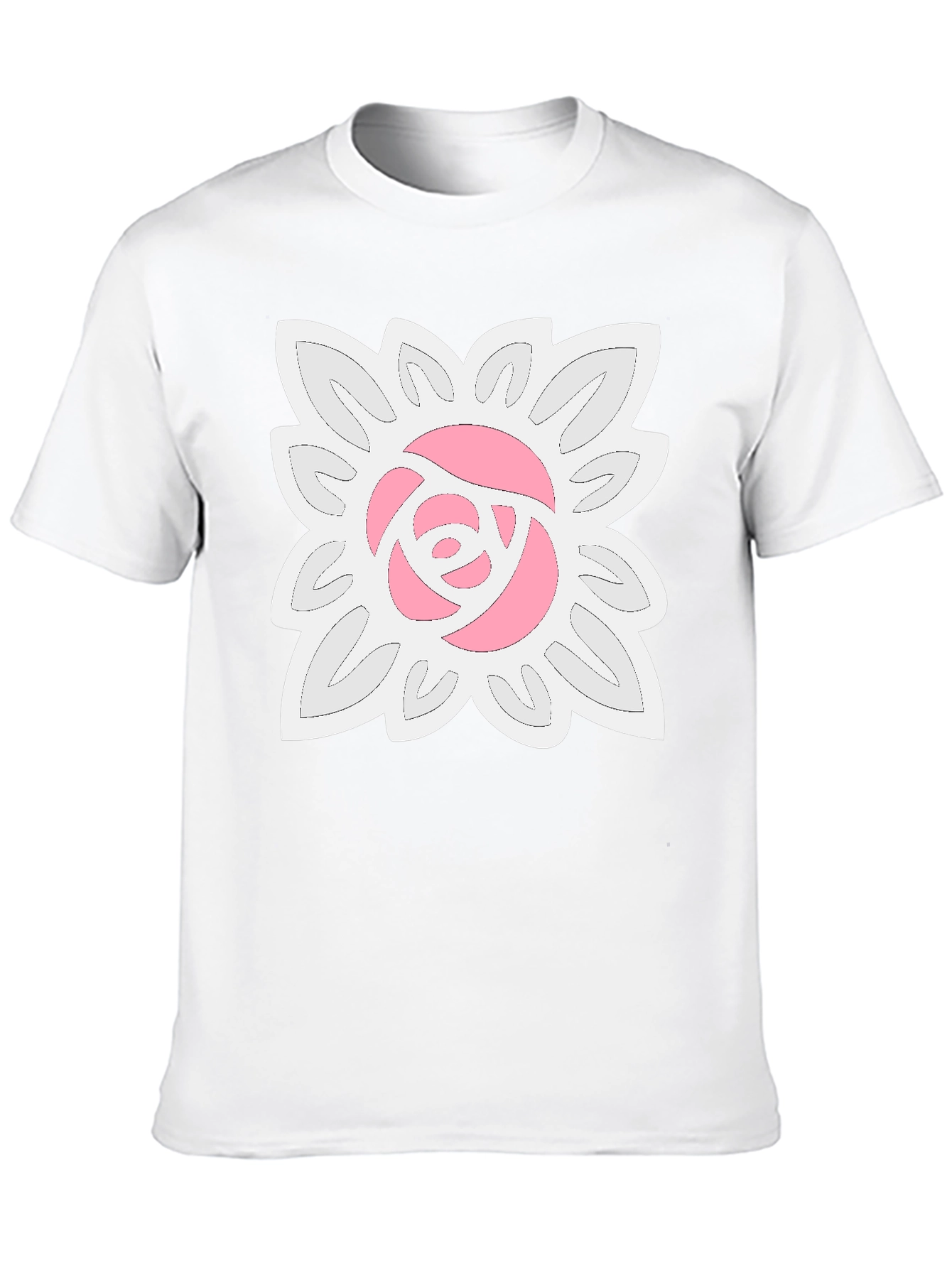 Black T-Shirt with Floral Rose Design