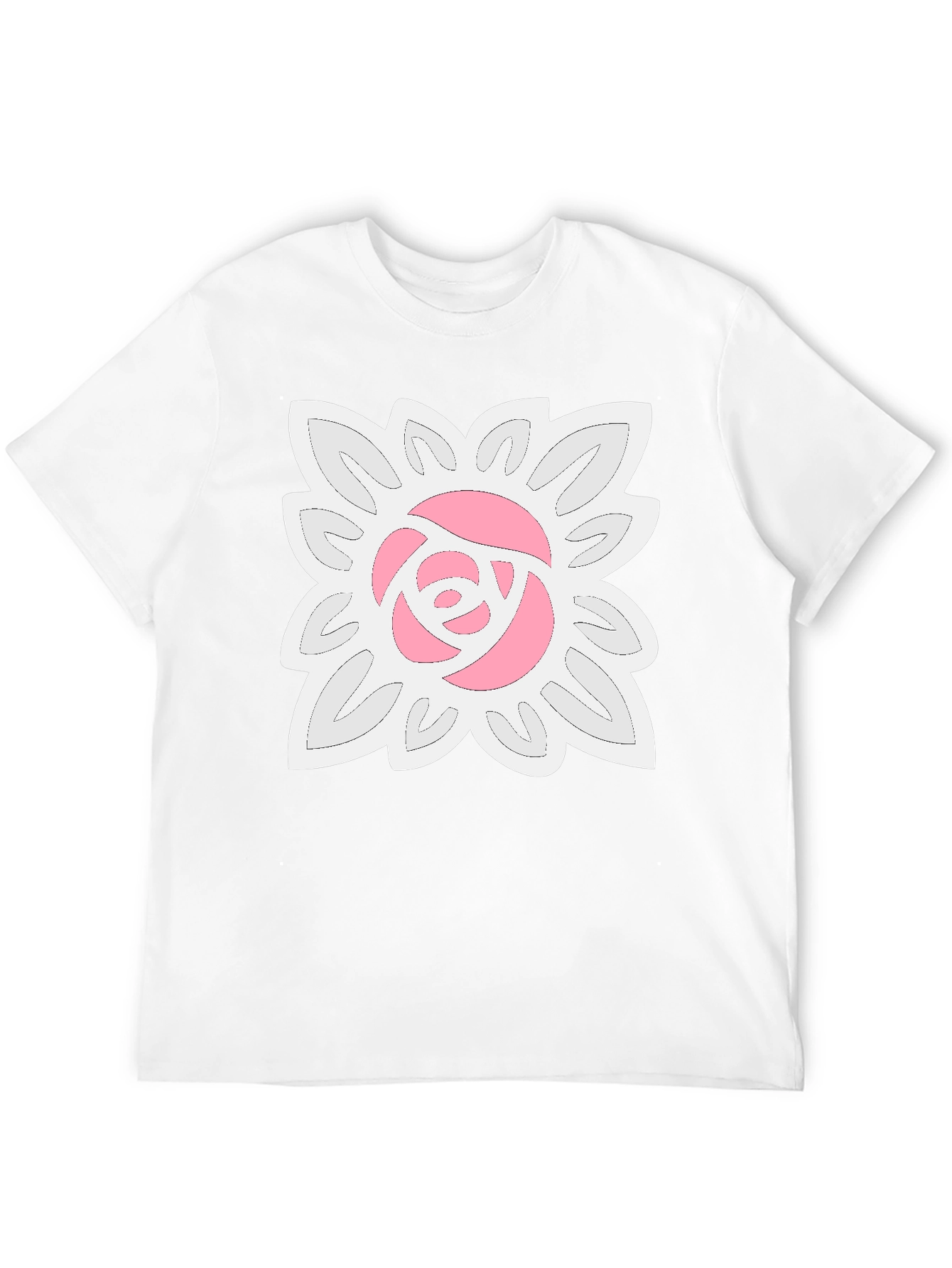 Black T-Shirt with Floral Rose Design