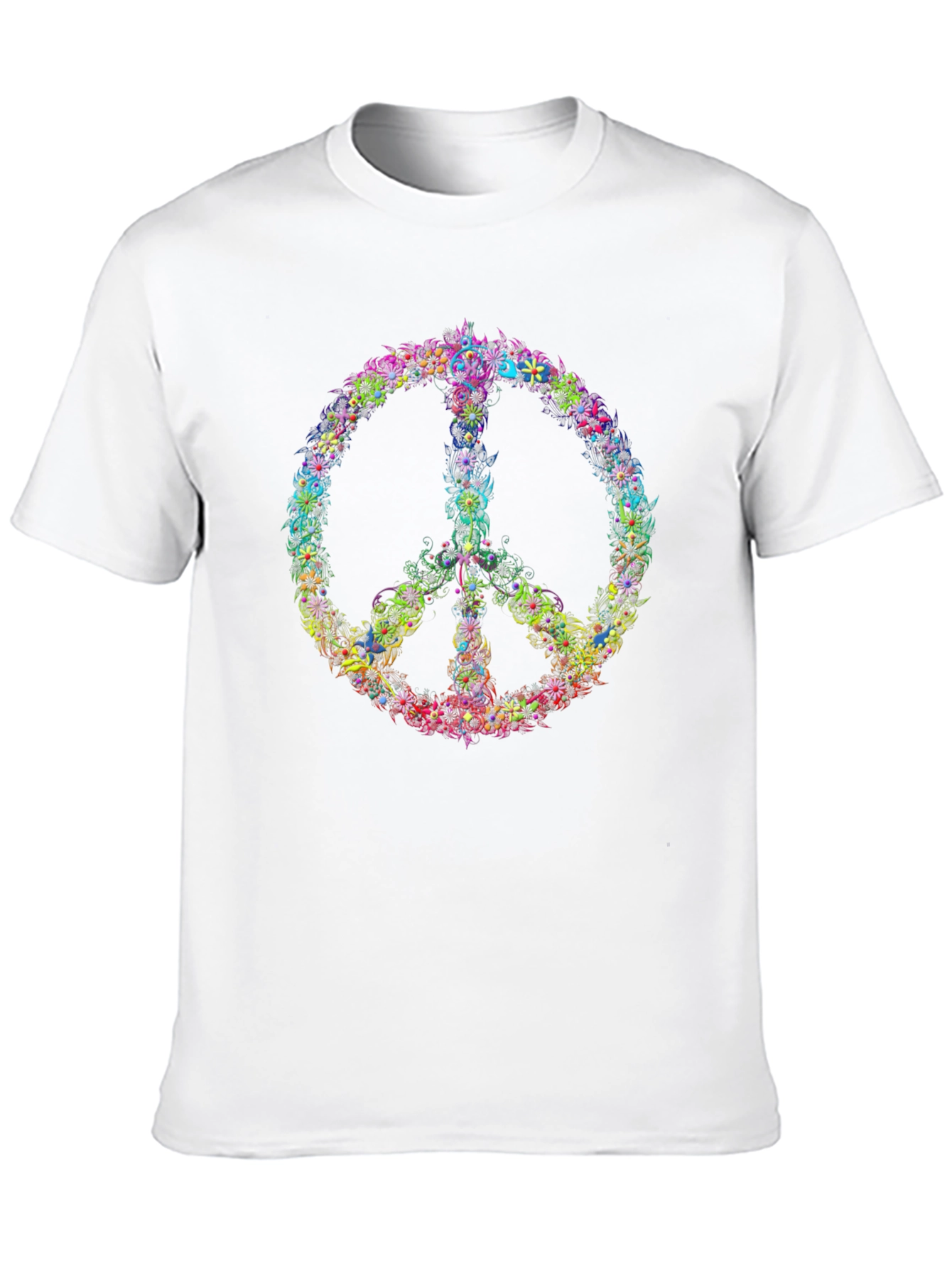 Floral Peace Sign T-Shirt - Black