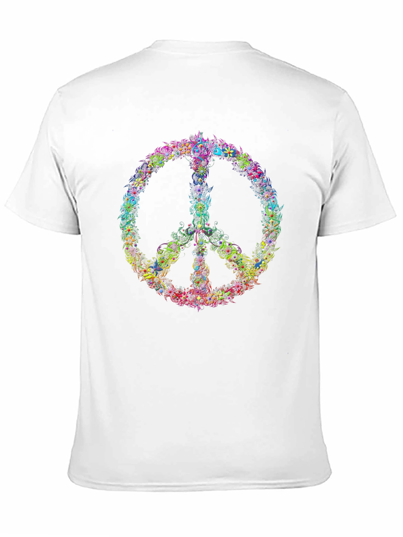 Floral Peace Sign T-Shirt - Black