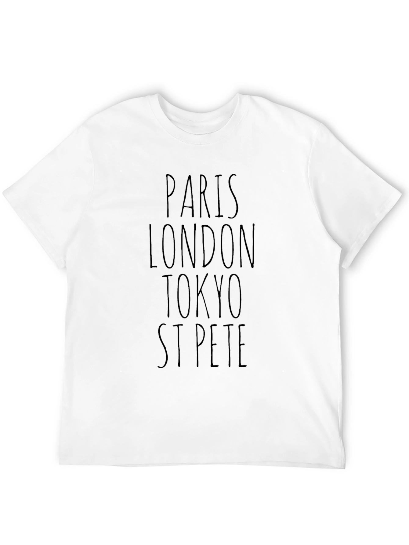 Paris London Tokyo St Pete Black Graphic T-Shirt