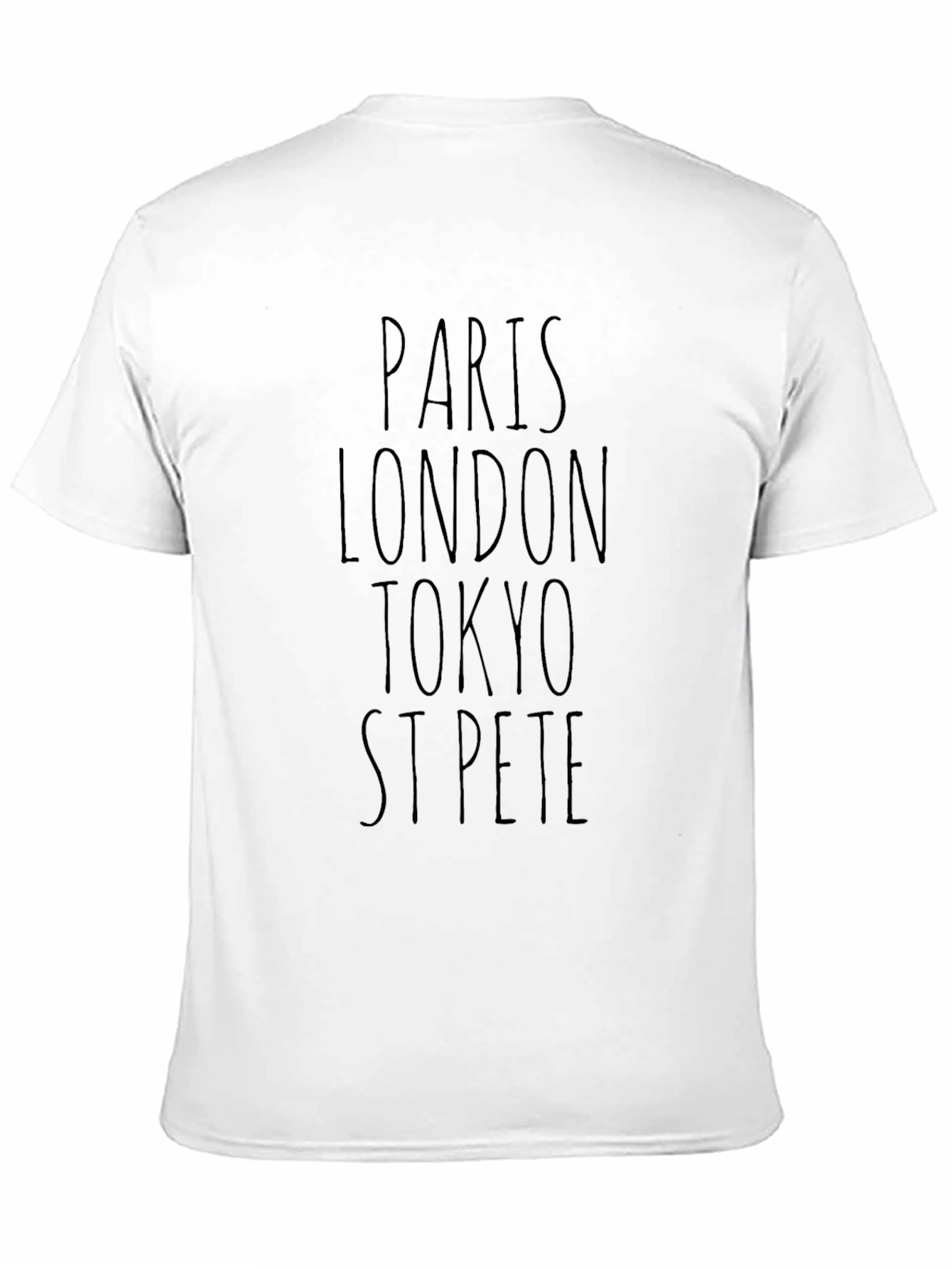 Paris London Tokyo St Pete Black Graphic T-Shirt