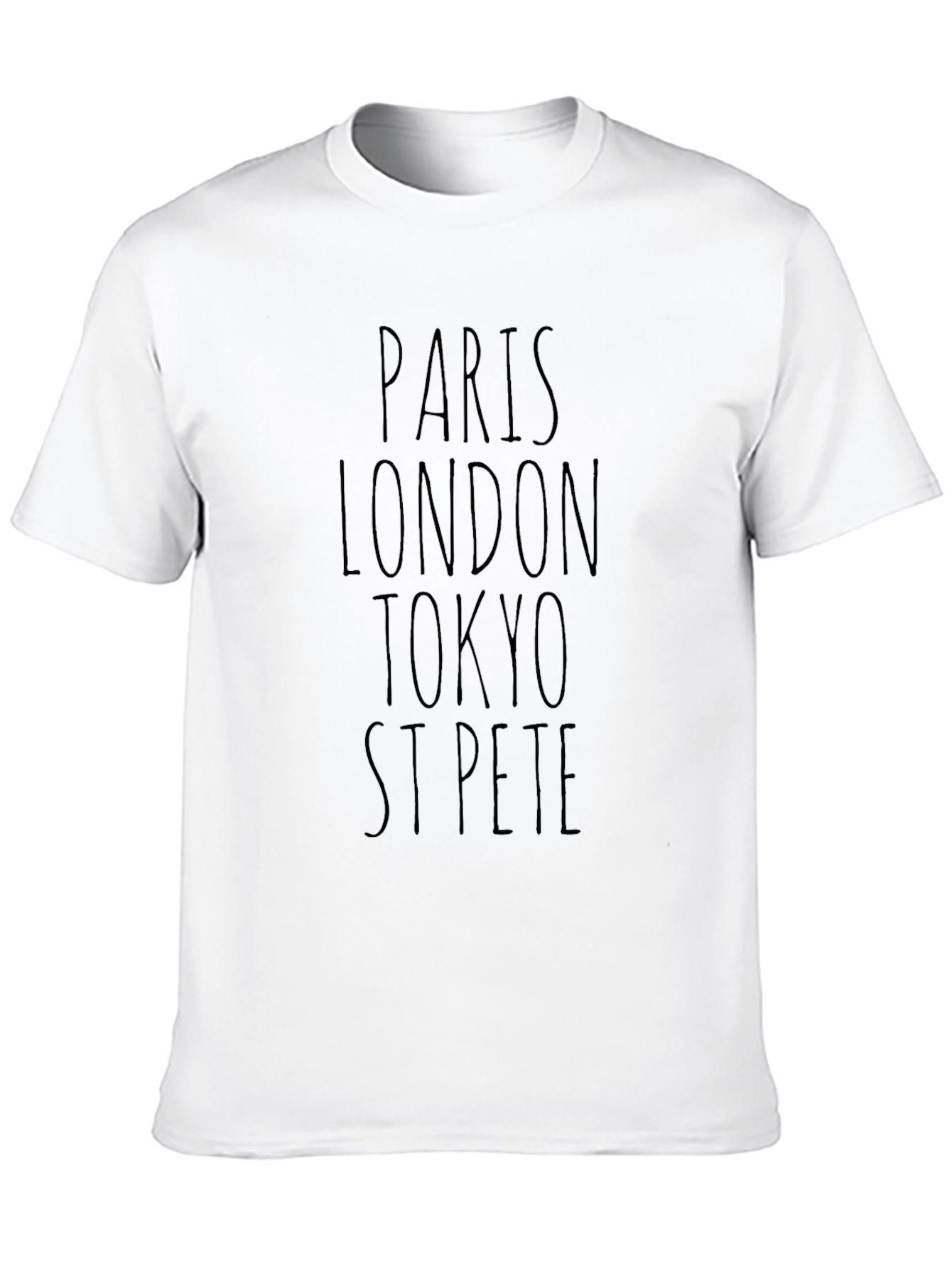 Paris London Tokyo St Pete Black Graphic T-Shirt