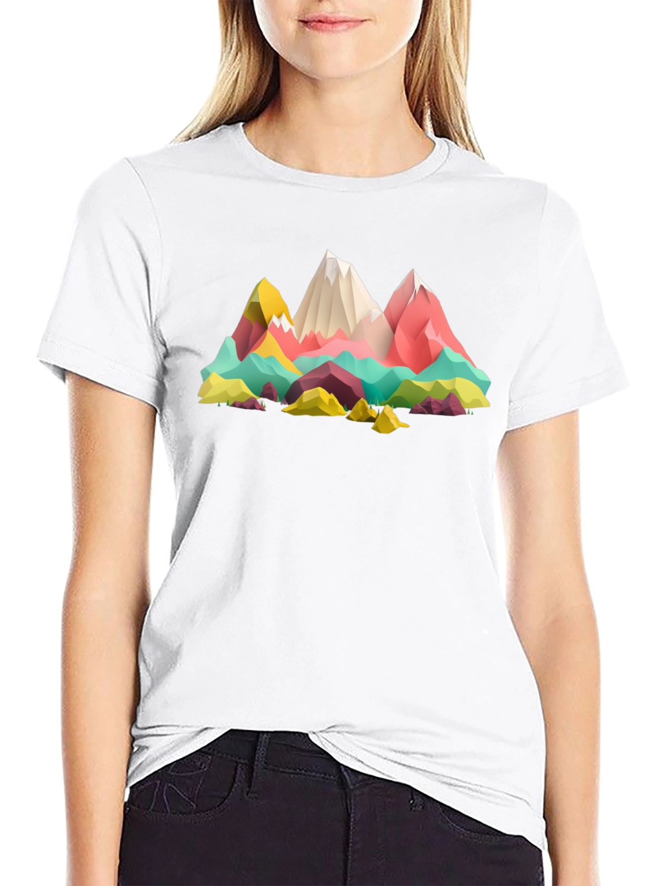 Geometric Mountains Graphic Tee - Black