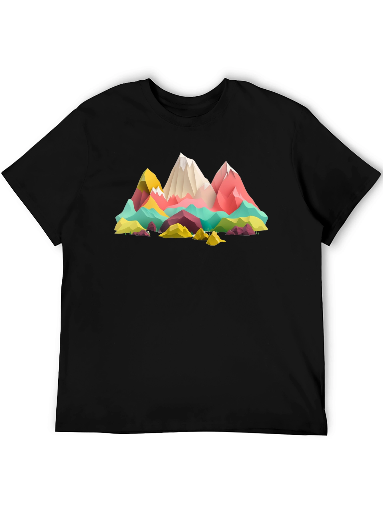 Geometric Mountains Graphic Tee - Black