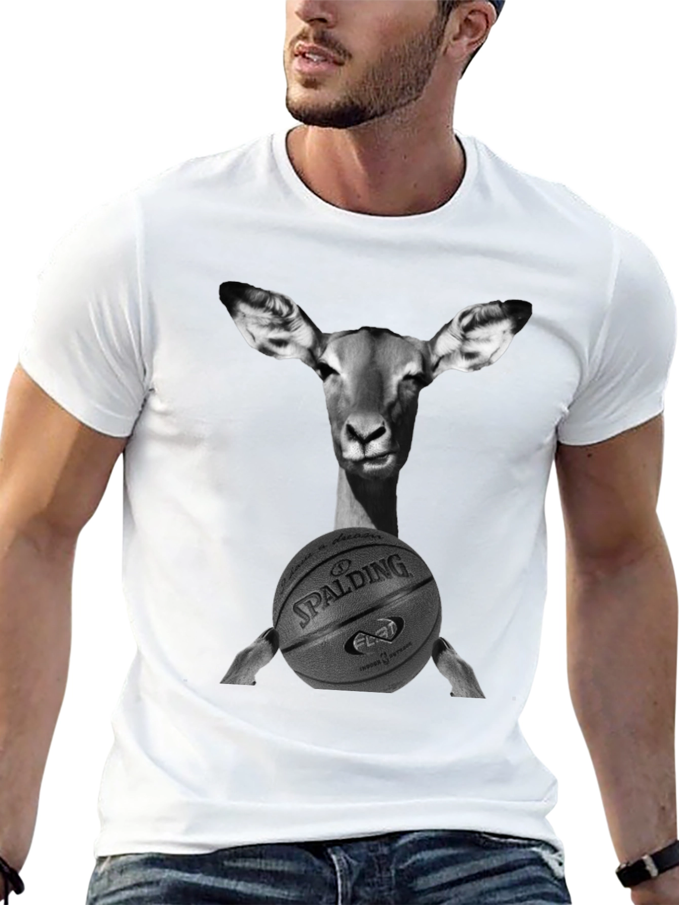 Deer Holding Basketball Graphic Tee