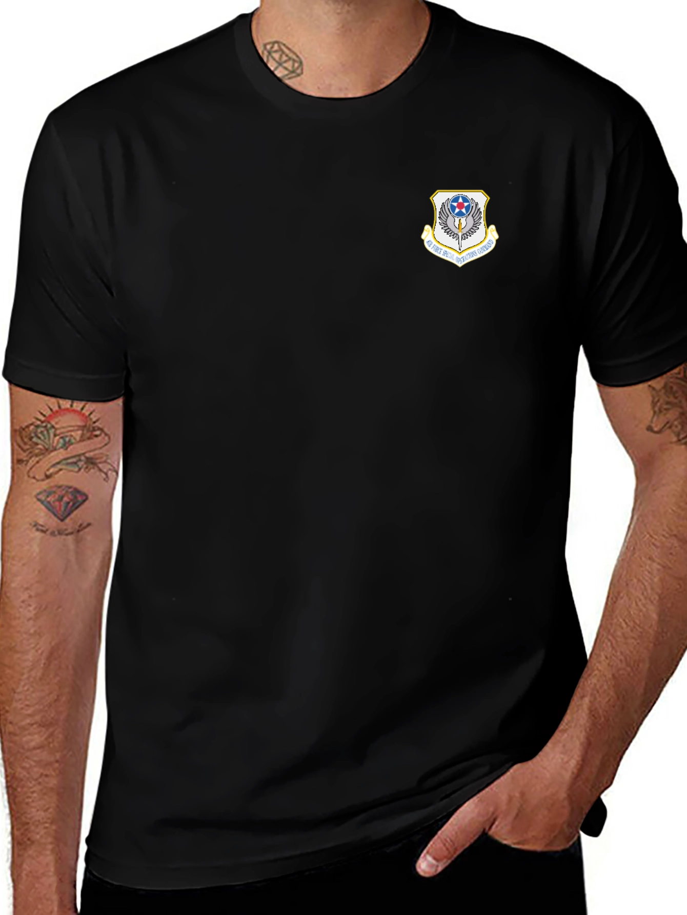 Black T-Shirt with Air Force Emblem