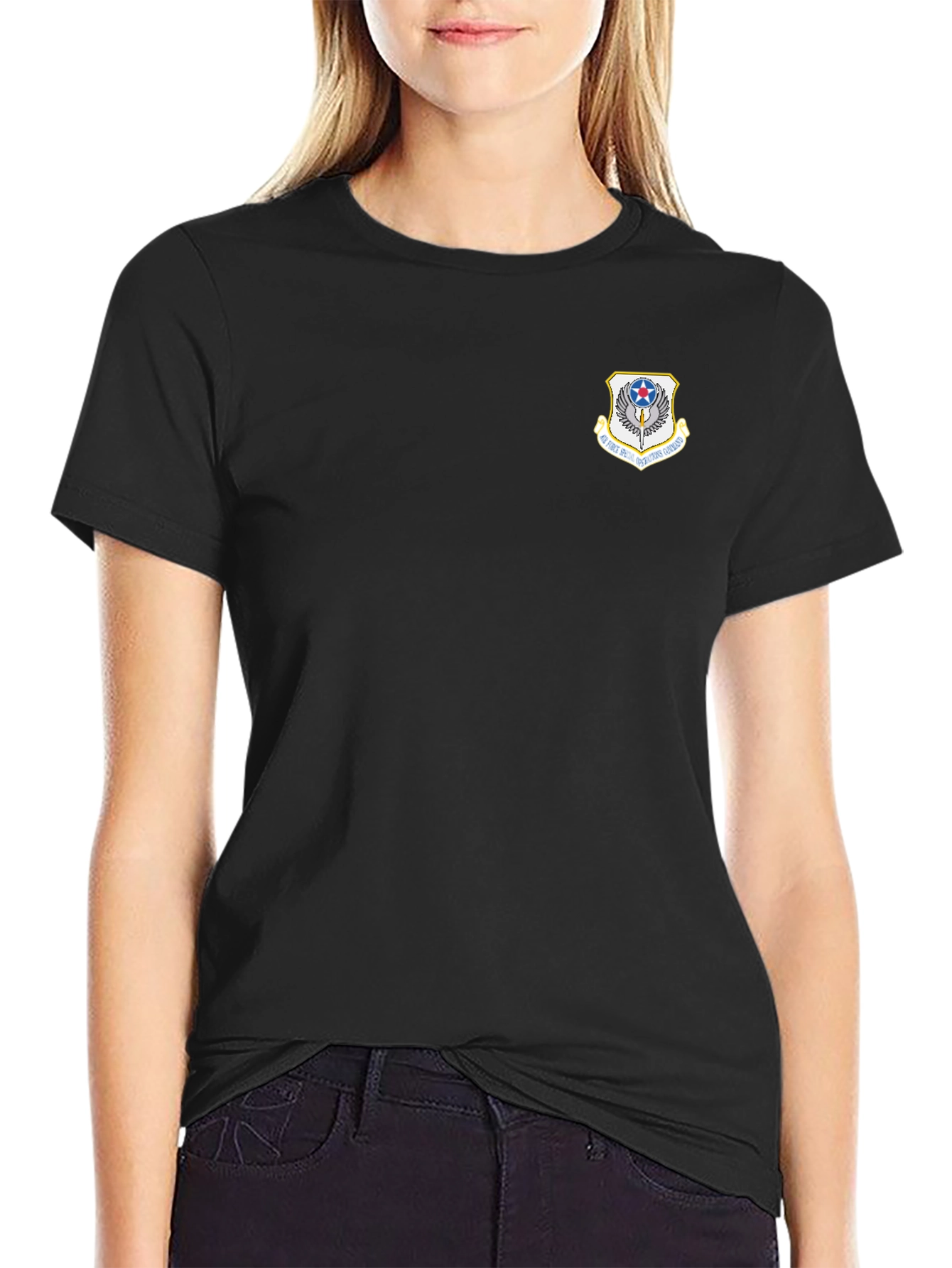 Black T-Shirt with Air Force Emblem