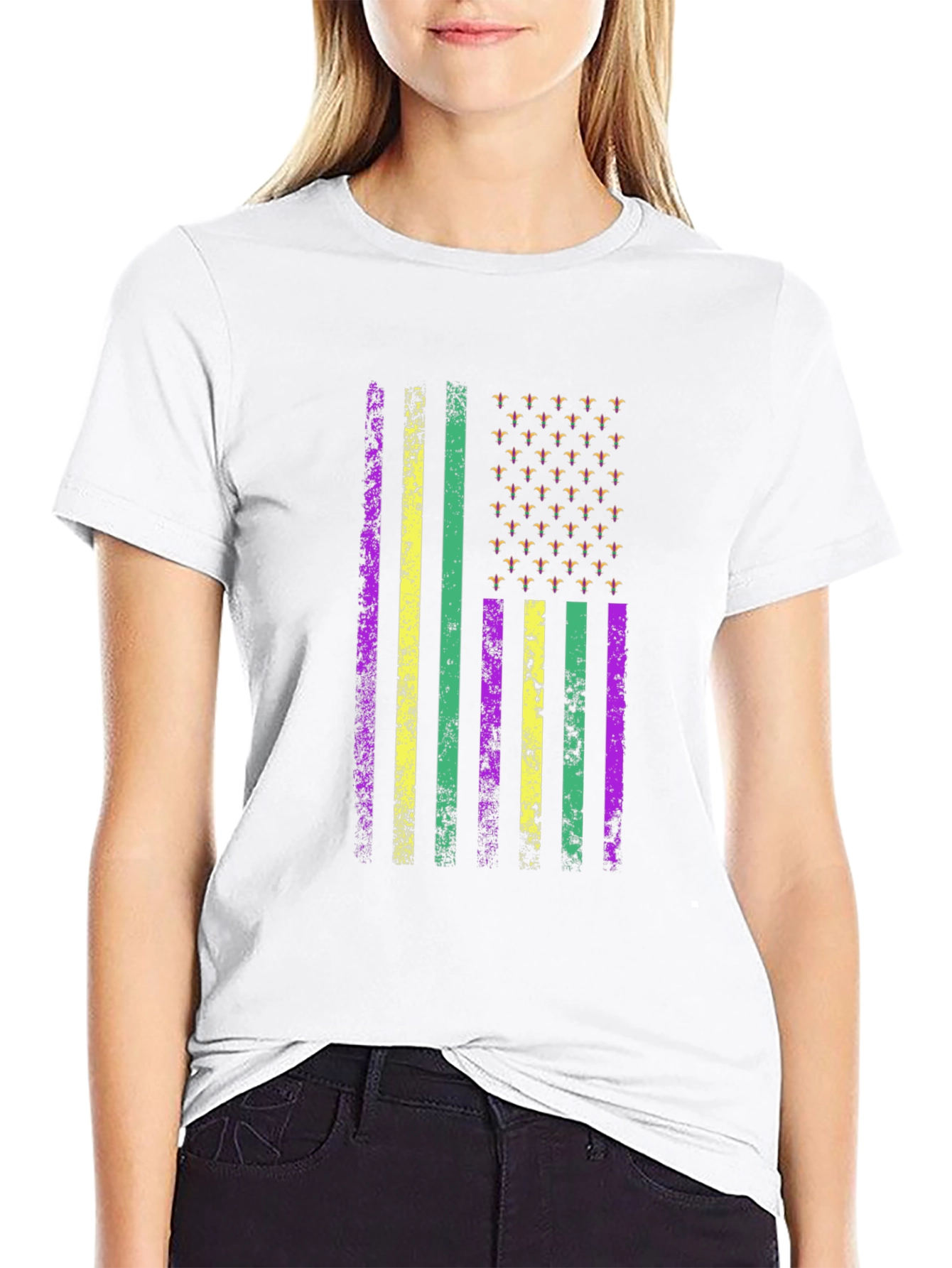 Mardi Gras Flag T-Shirt - Purple Green Gold