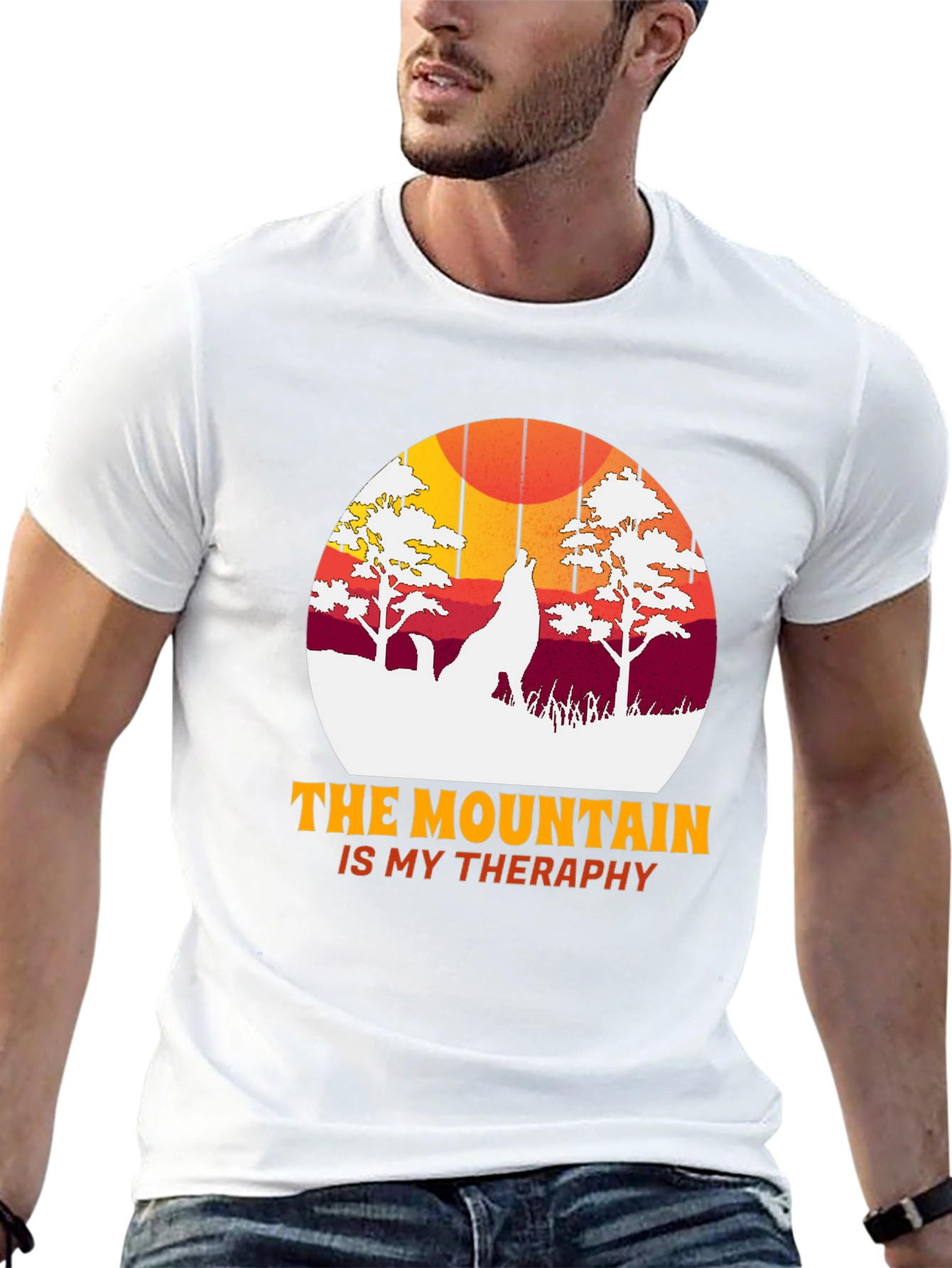 Mountain Therapy Graphic Tee - Nature Wolf T-Shirt