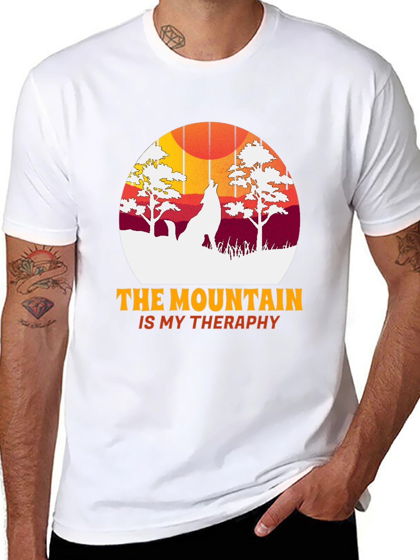 Mountain Therapy Graphic Tee - Nature Wolf T-Shirt