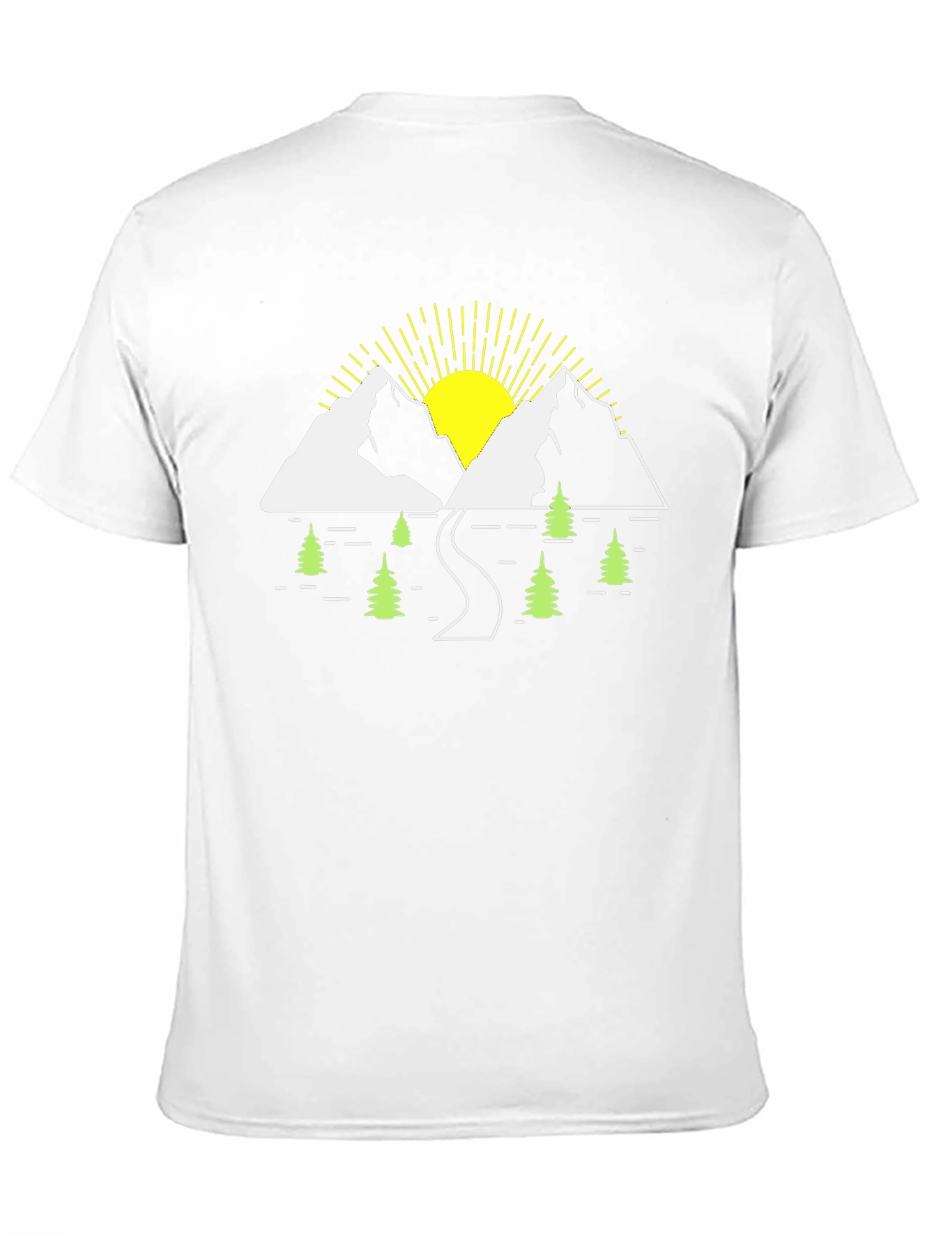 Mountain Scene Graphic Tee - Black Cotton T-Shirt