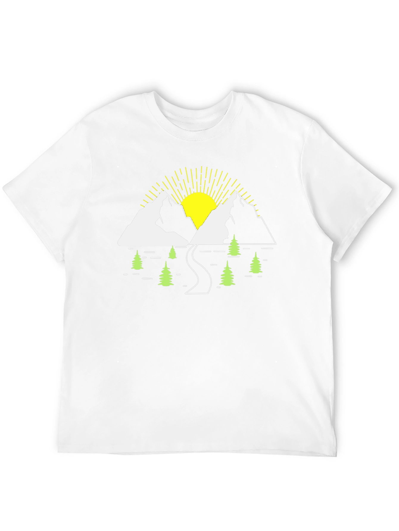 Mountain Scene Graphic Tee - Black Cotton T-Shirt