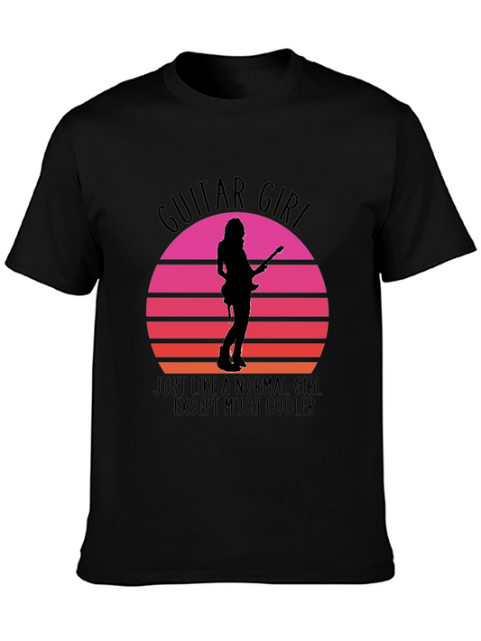 Guitar Girl Sunset Graphic Tee - Cool & Unique T-Shirt