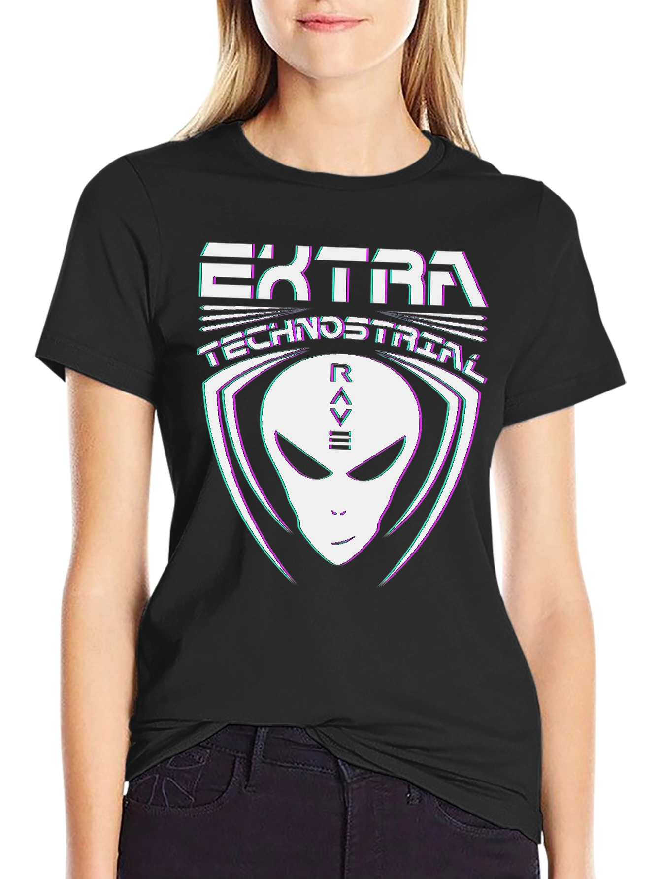 Extra Technostrial Rave Alien Graphic Tee